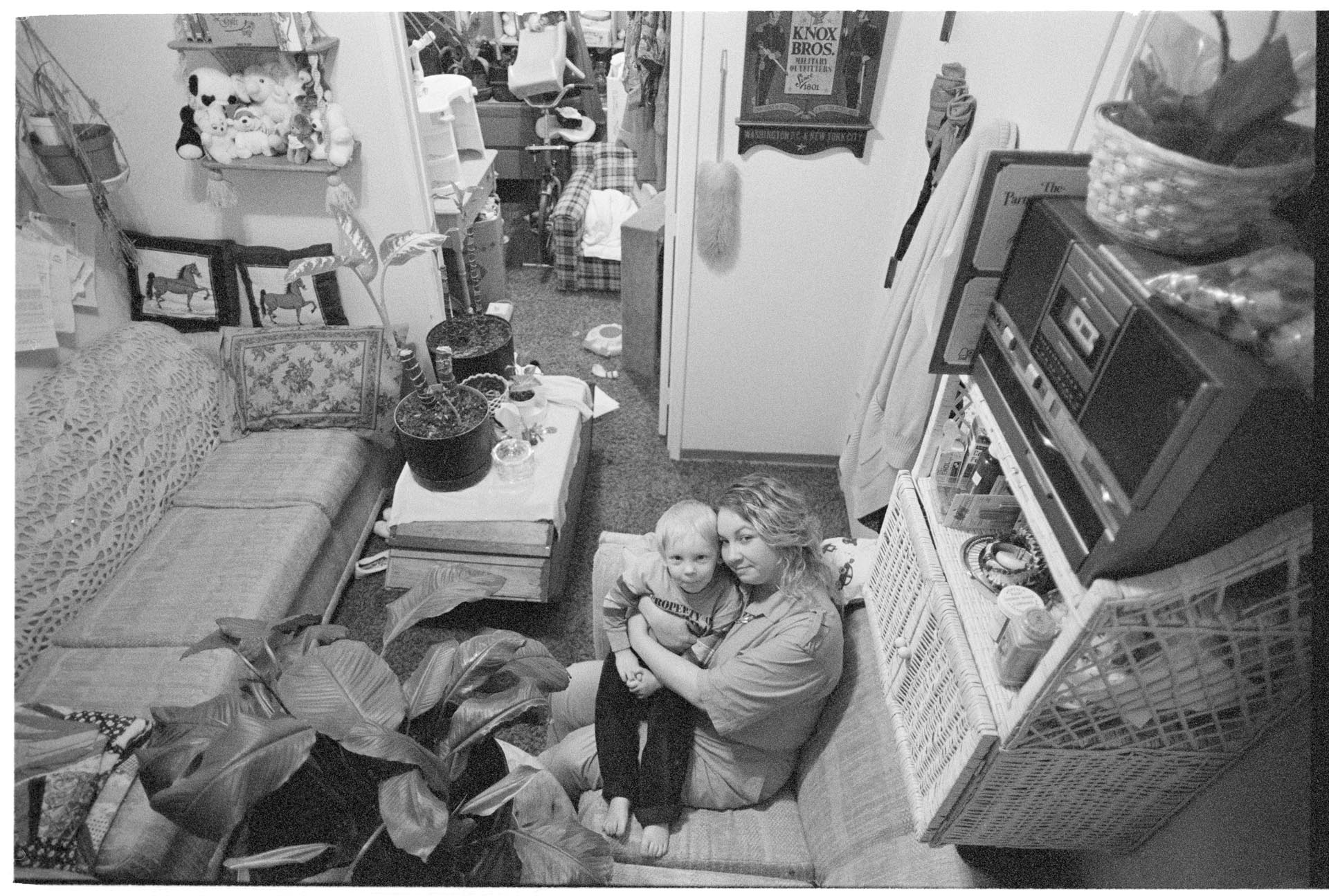 Image of Mother and son at Chamberlain House, March 25, 1993