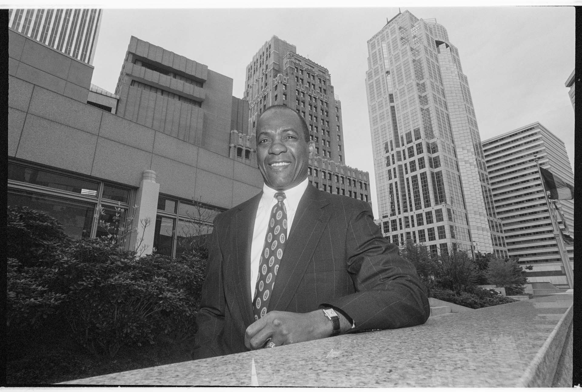 Image of Herman McKinney in downtown Seattle, May 1993
