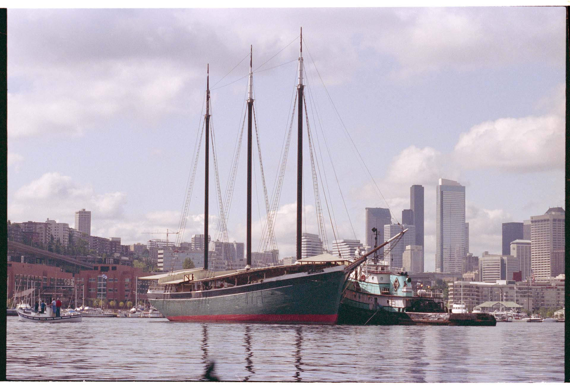 Image of Wawona and tug Gail S on Lake Union, June 23, 1993