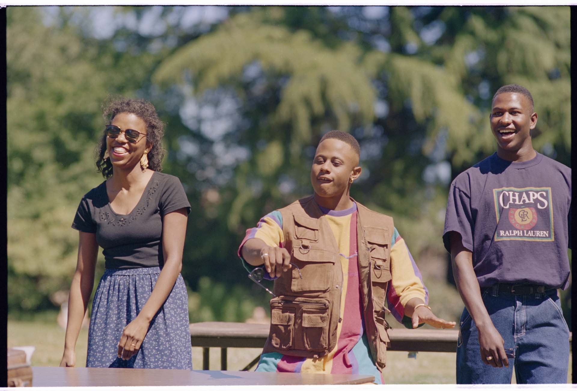 Image of Three people at Juneteenth celebration at Volunteer Park, Seattle, June 19, 1994