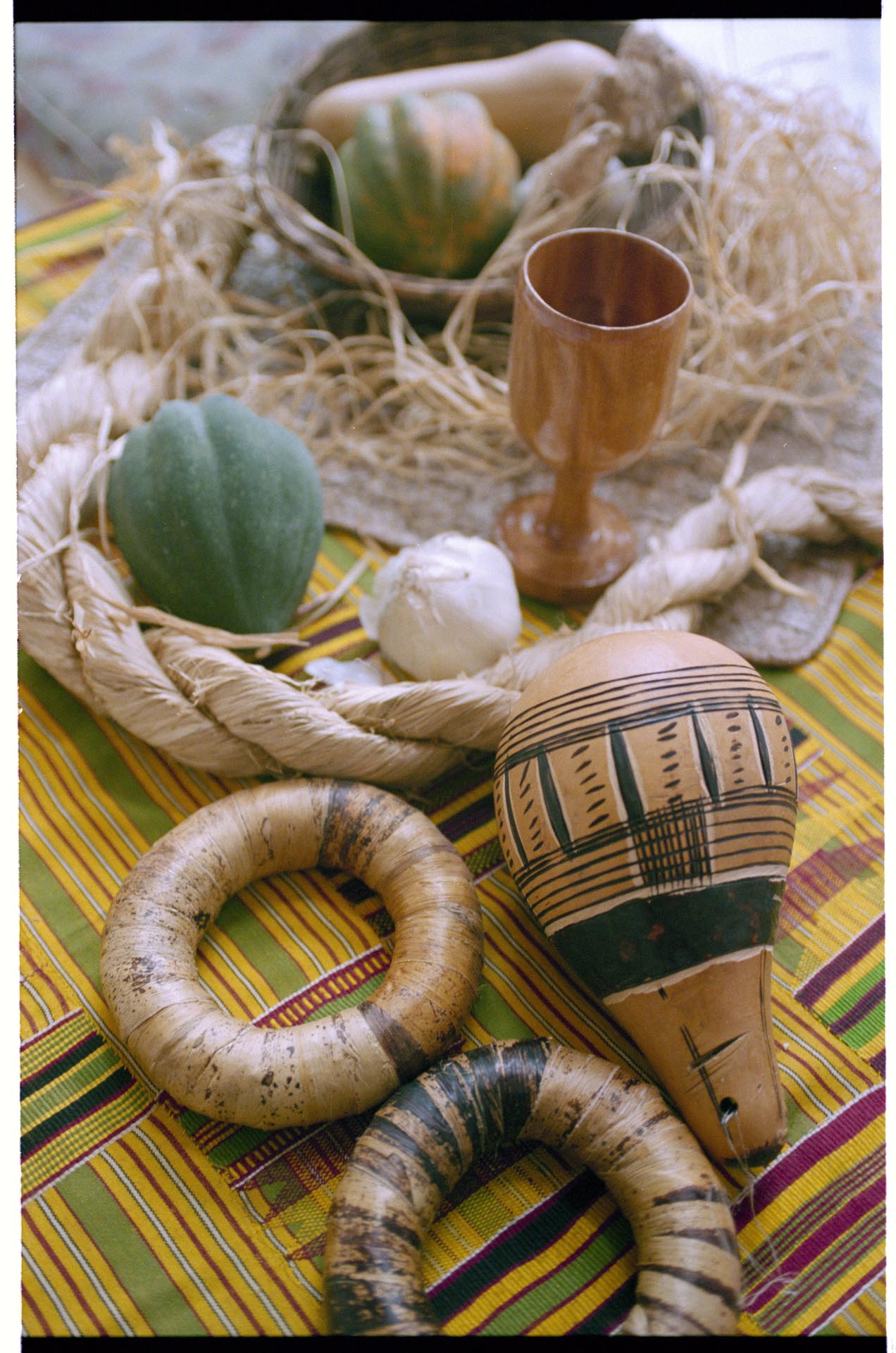 Image of Symbolic objects for Kwanzaa celebration, December 29, 1995