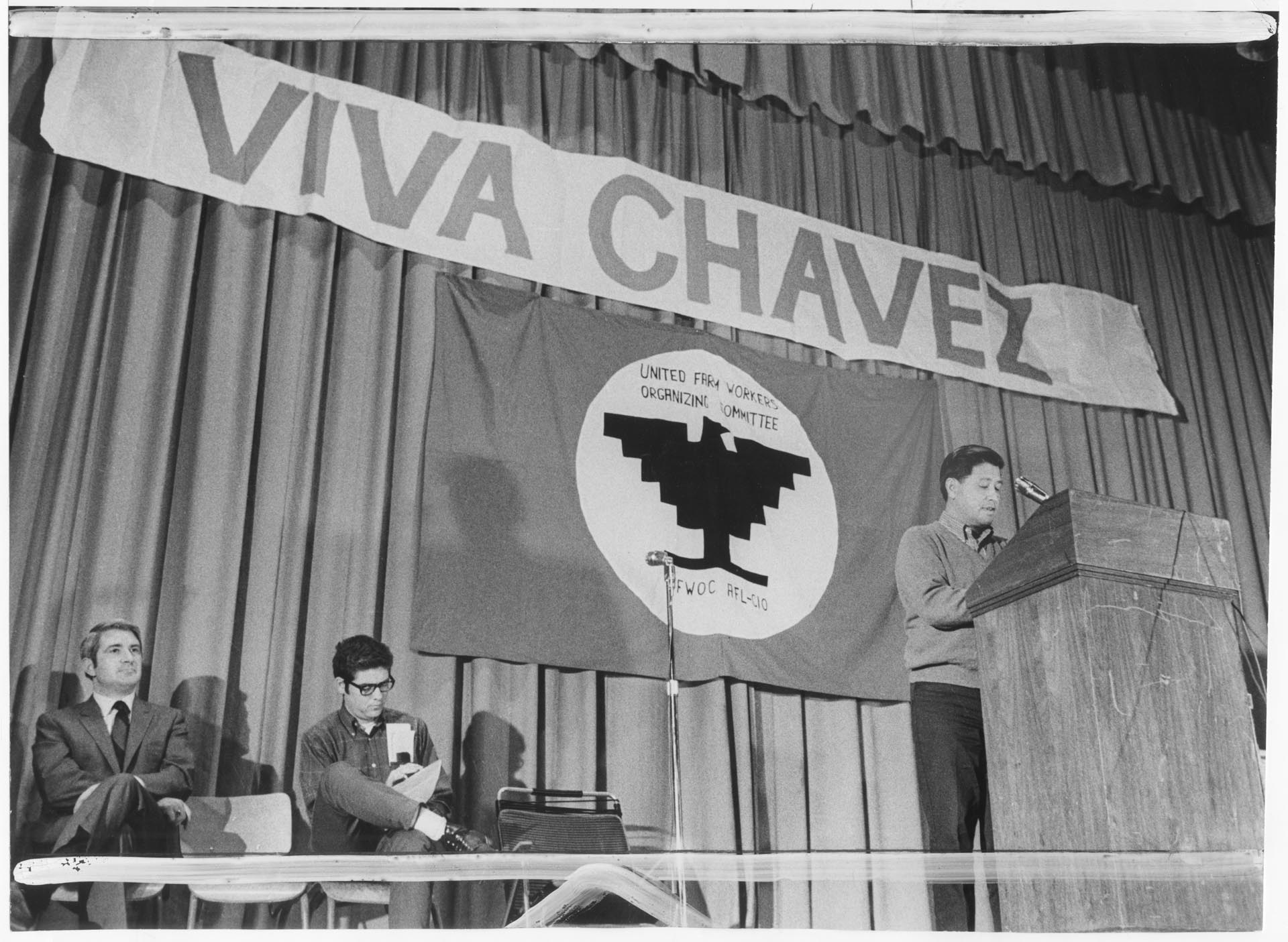 Image of Cesar Chavez speaking at Garfield High School, December 19, 1969