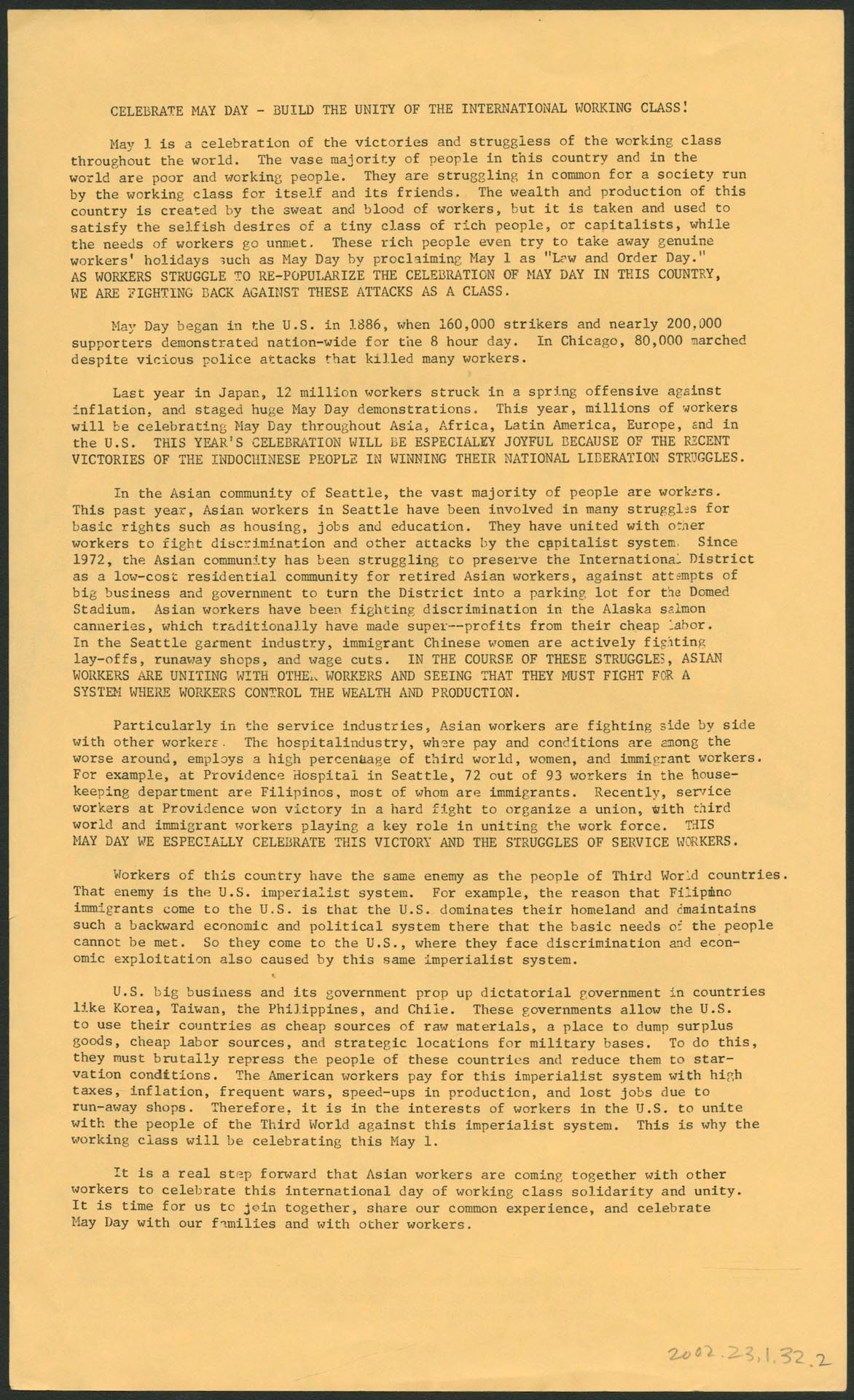 Image of May Day family picnic flier, Seattle, May 4, 1975