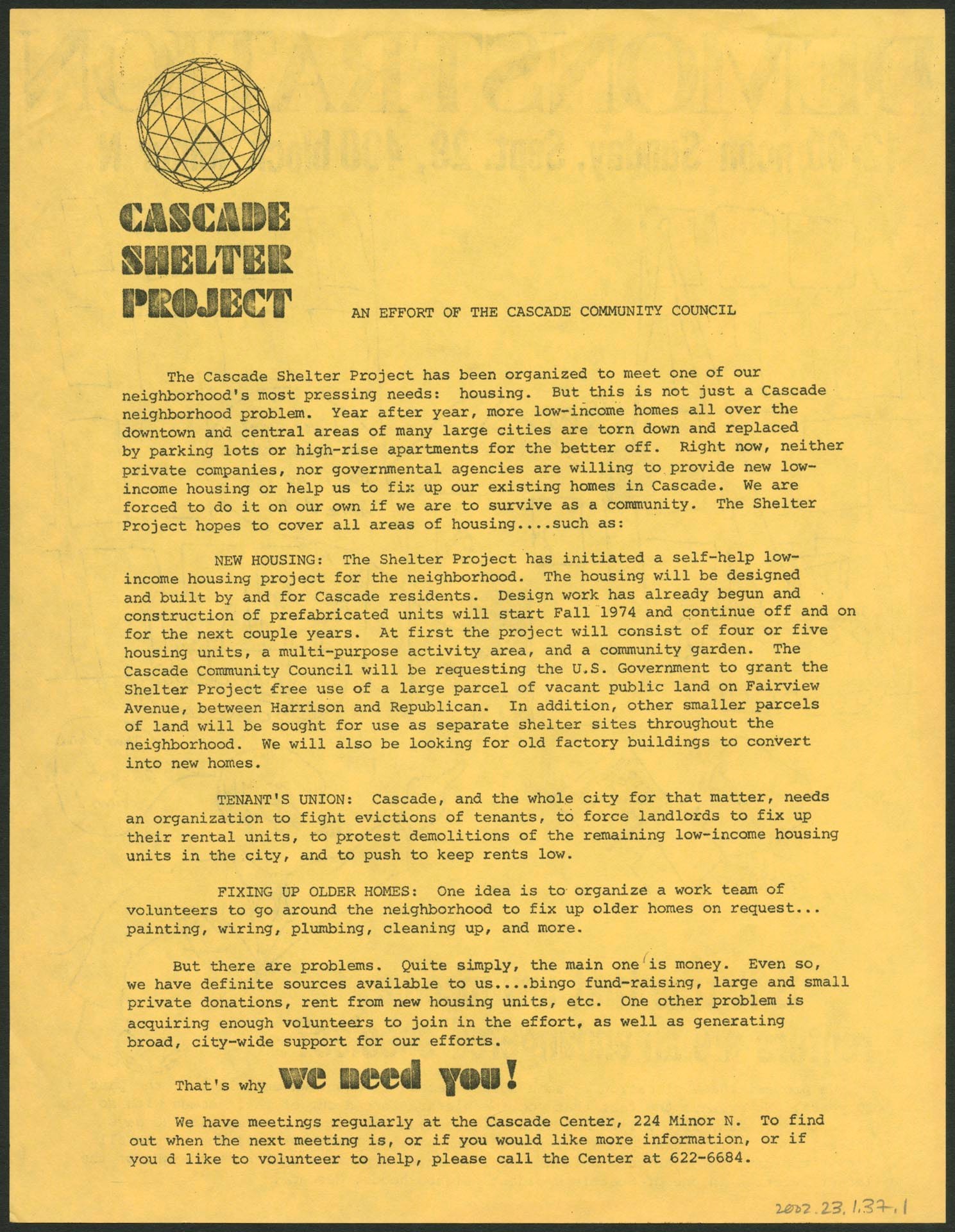 Image of Flier protesting displacement of low-income renters, Seattle, September 29, 1974