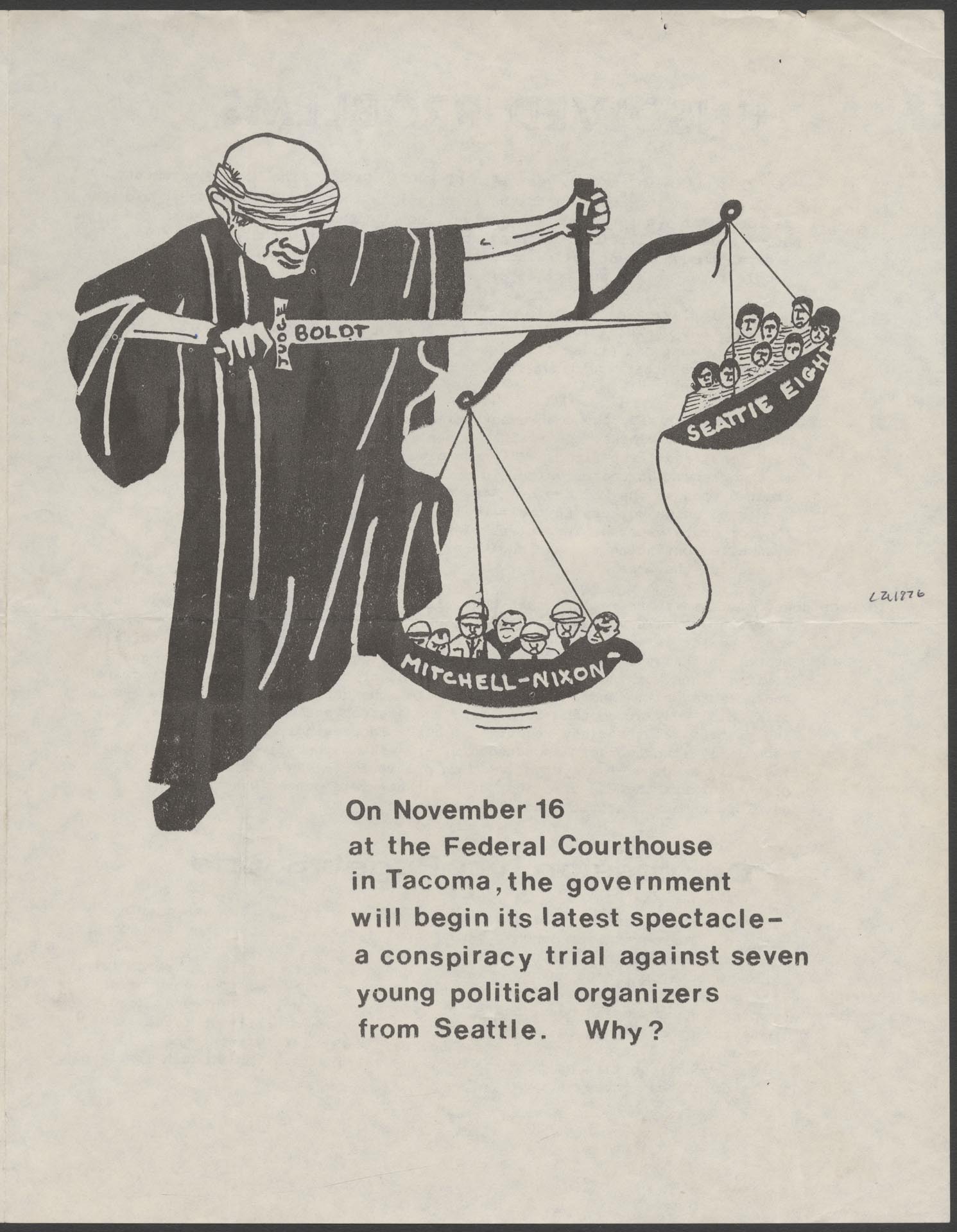 Image of Leaflet for trial of the Seattle Seven, November 16, 1970