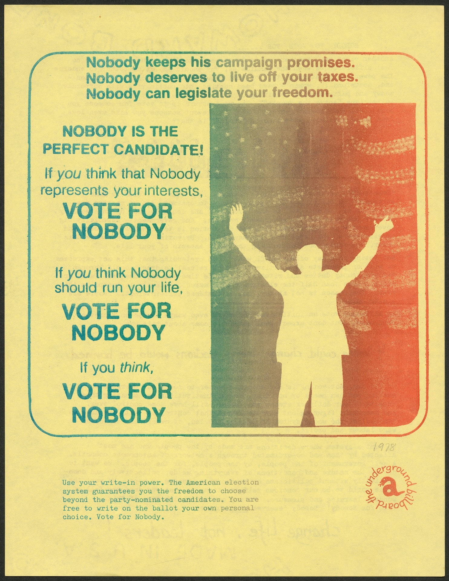 Image of Vote for Nobody flier, 1978