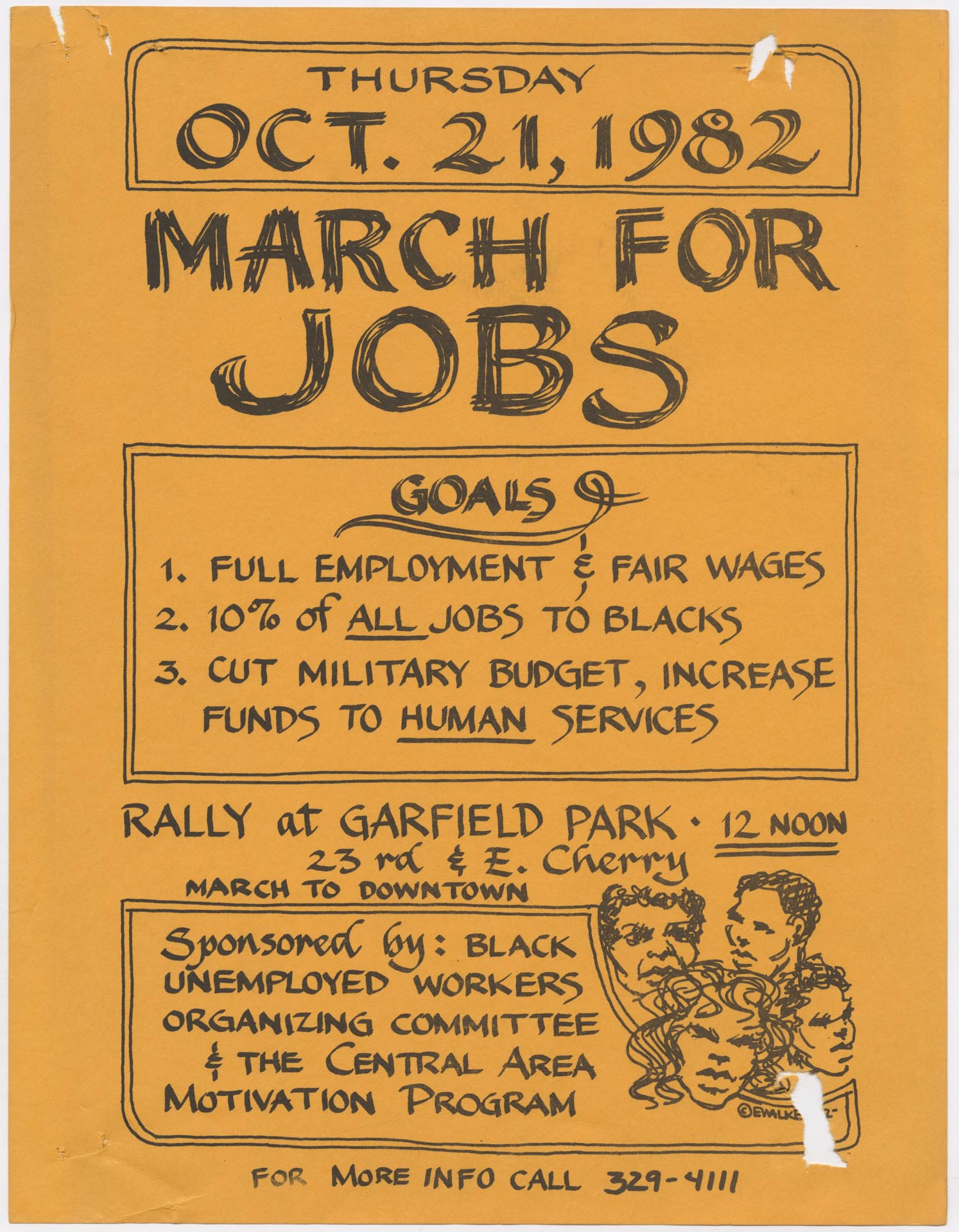 Image of March for Jobs flier, October 21, 1982