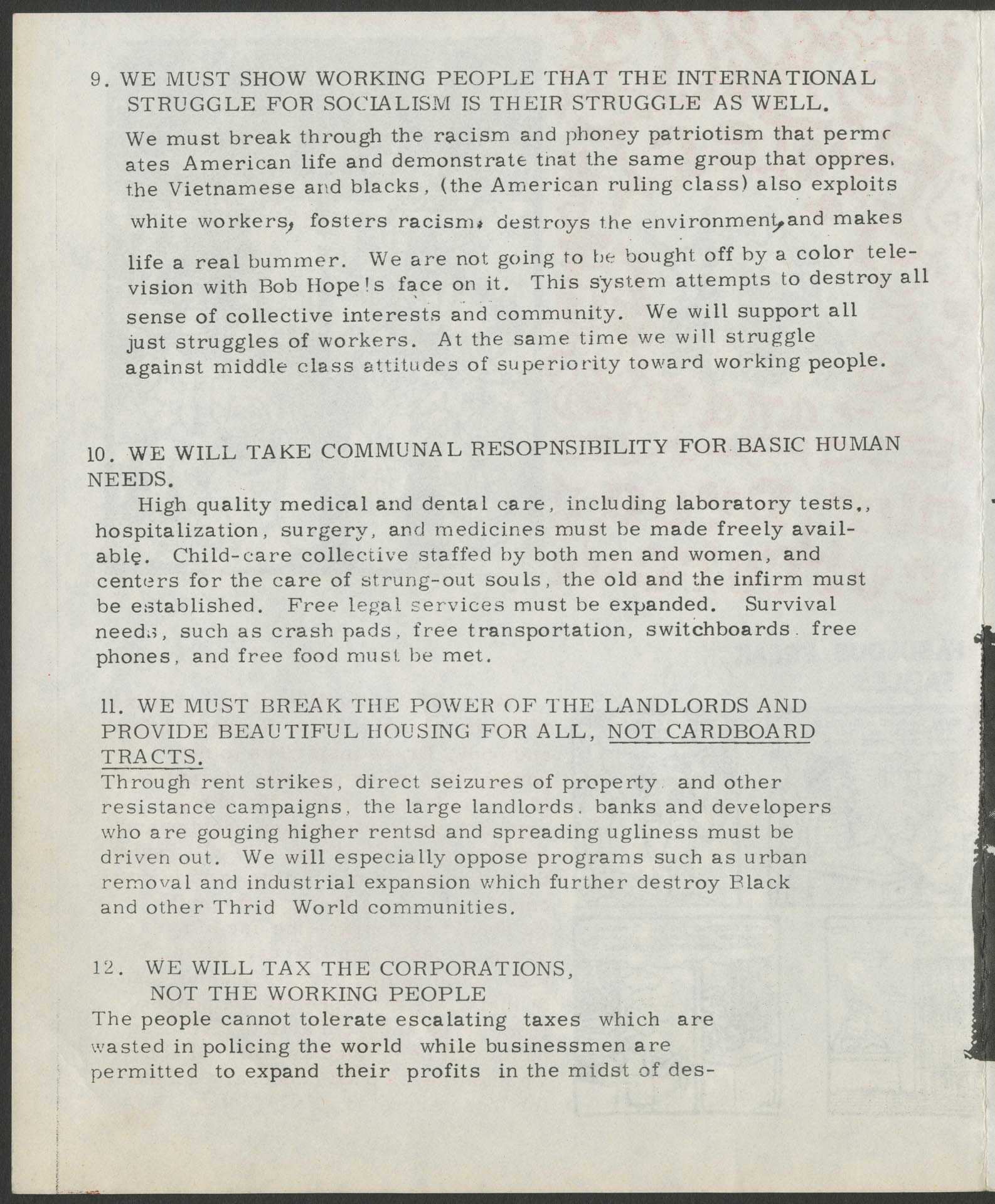 Image of Seattle Liberation Front Program for Action, circa 1970