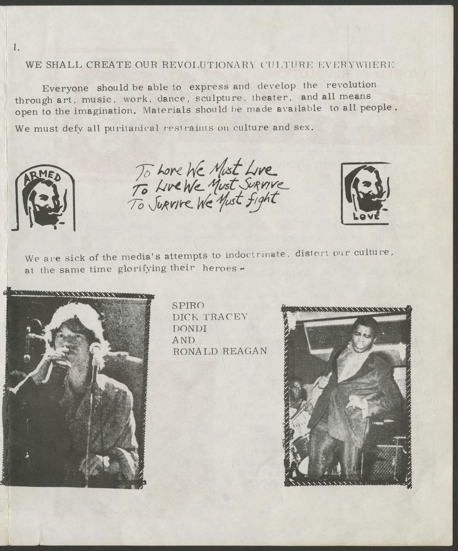 Image of Seattle Liberation Front Program for Action, circa 1970