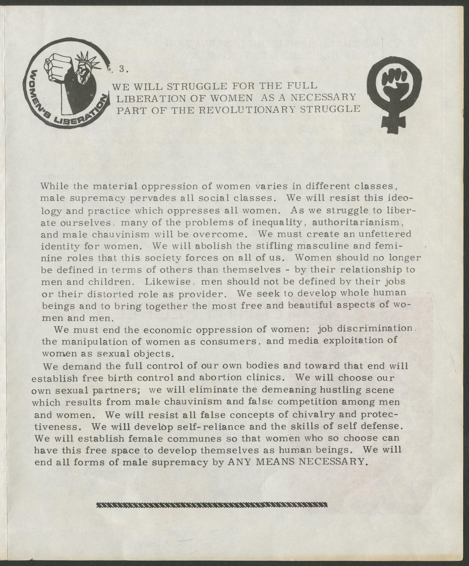 Image of Seattle Liberation Front Program for Action, circa 1970