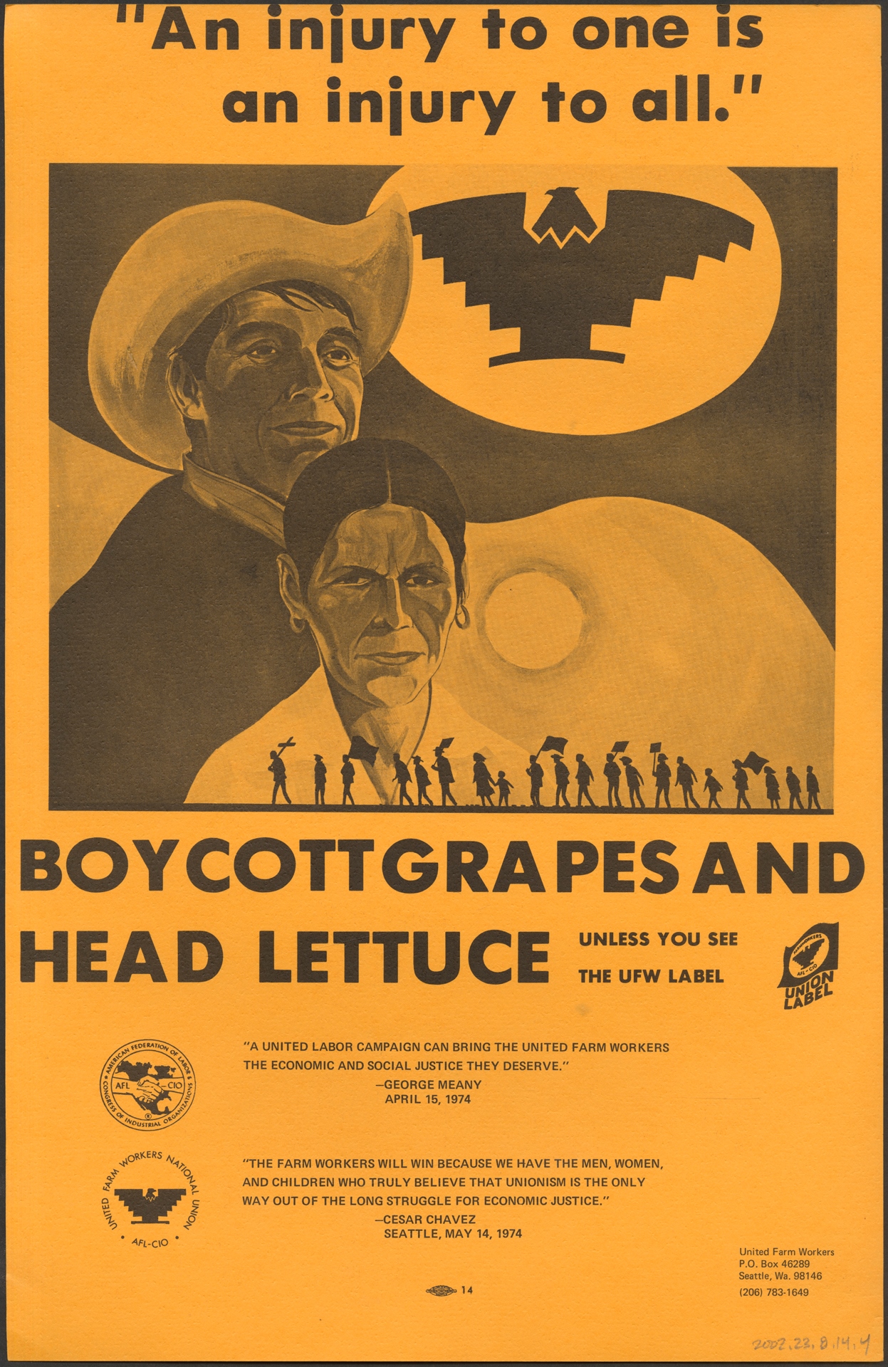 Image of United Farm Workers boycott poster, Seattle, 1975