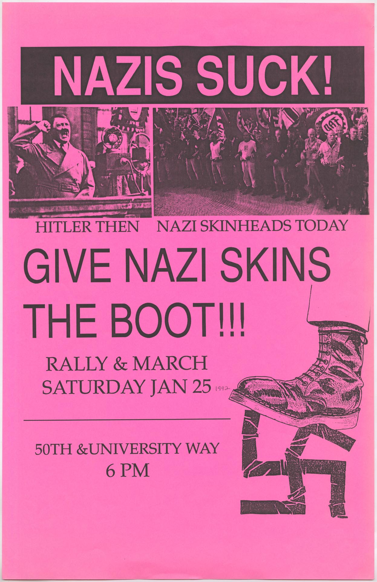Image of Nazis Suck! poster, Seattle, January 25, 1992