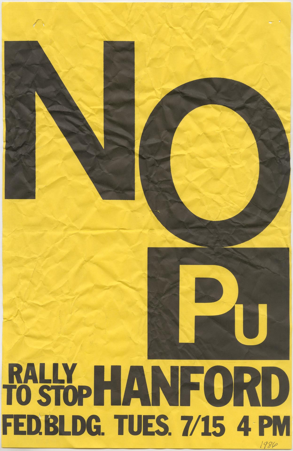 Image of No Plutonium poster, July 15, 1986