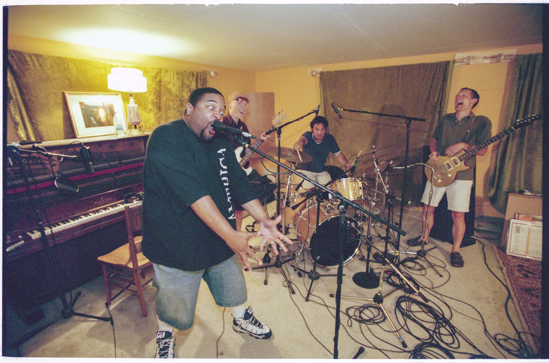 Image of Sir Mix-A-Lot recording with PUSA at Jupiter Studios, Seattle, July 1999