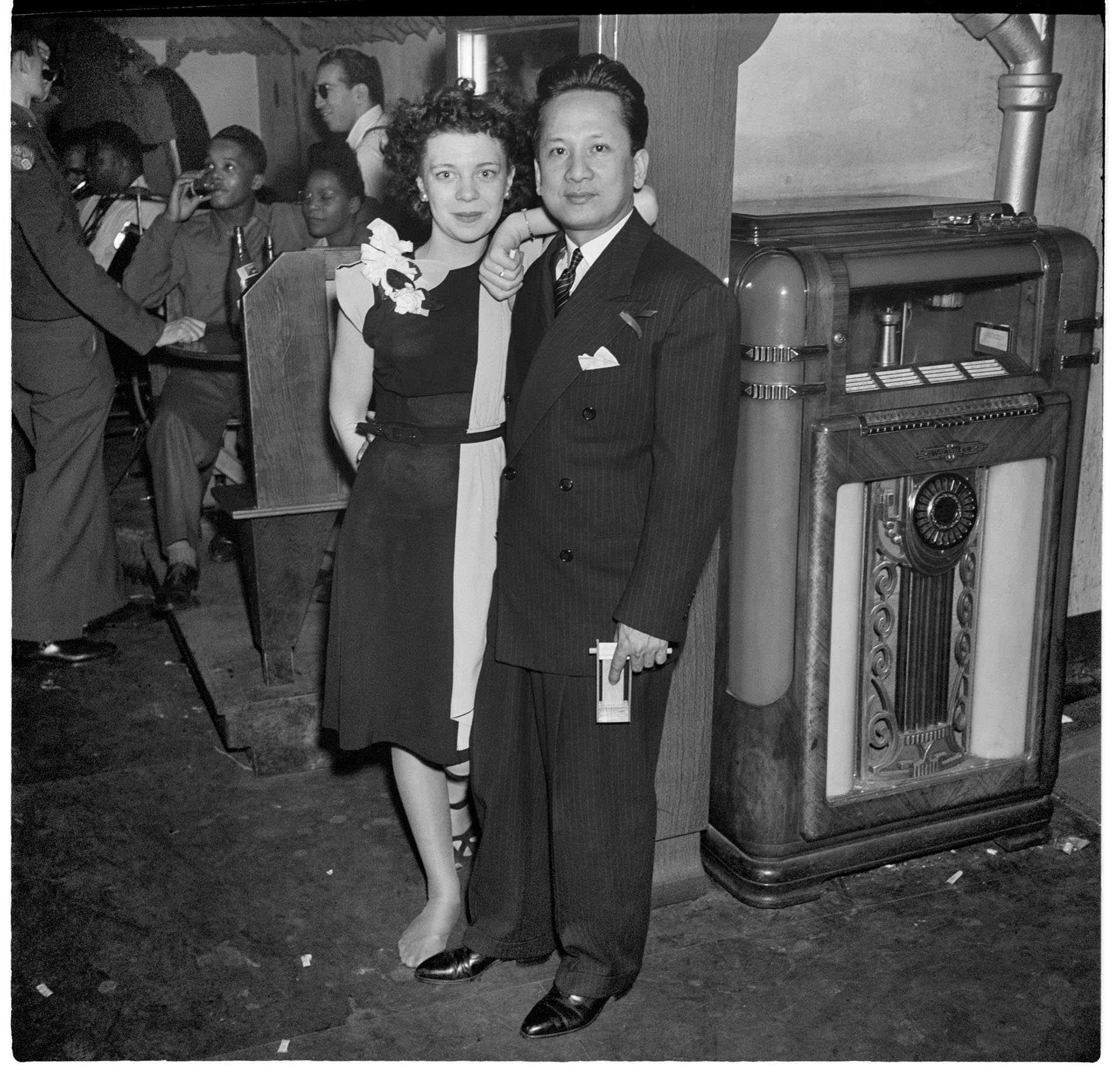Image of Couple next to the jukebox at the Black Elks Club, Seattle, January 1, 1946