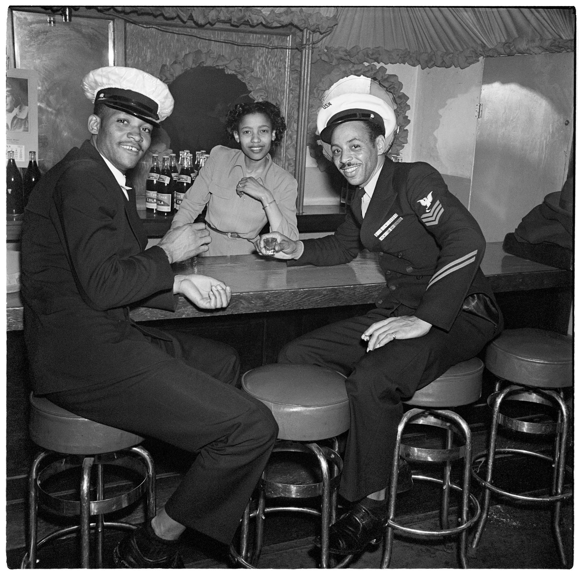 Image of Two servicemen sitting at a bar, Seattle, circa 1945