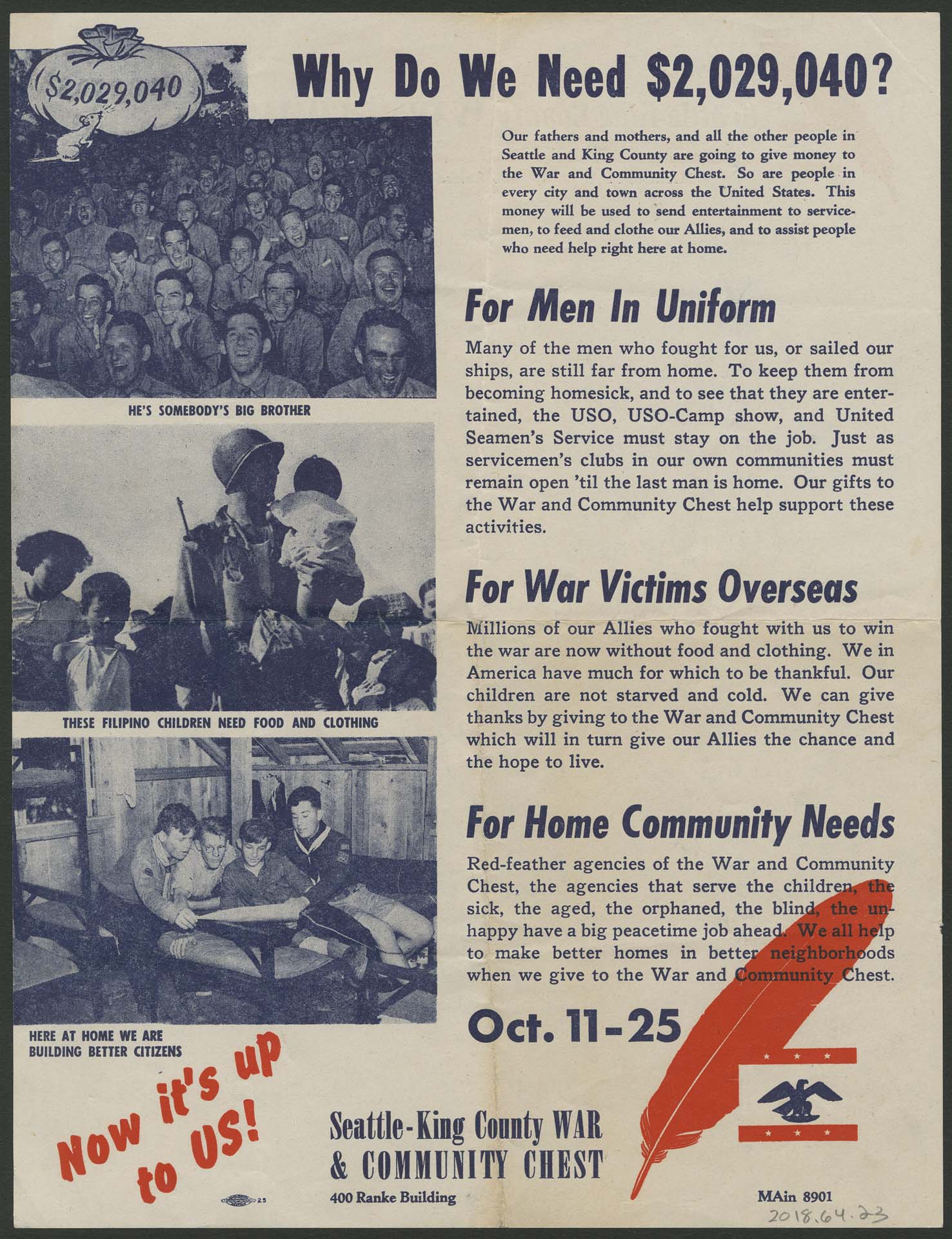 Image of Letter from Francis Clowers about donating to the War & Community Chest campaign, Seattle, October 25, 1945