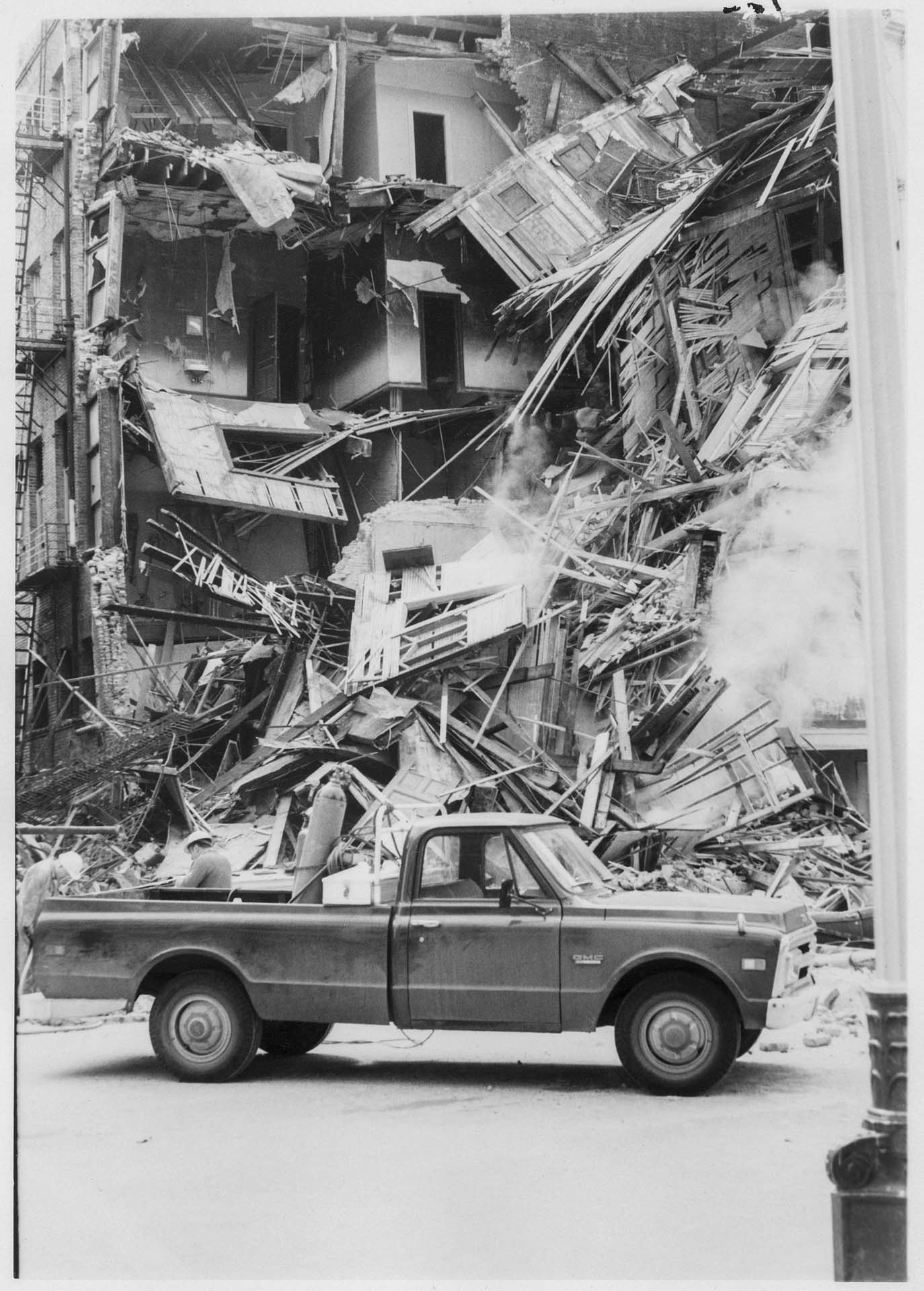 Image of Olympic Block building after collapse, Seattle, March 23, 1972