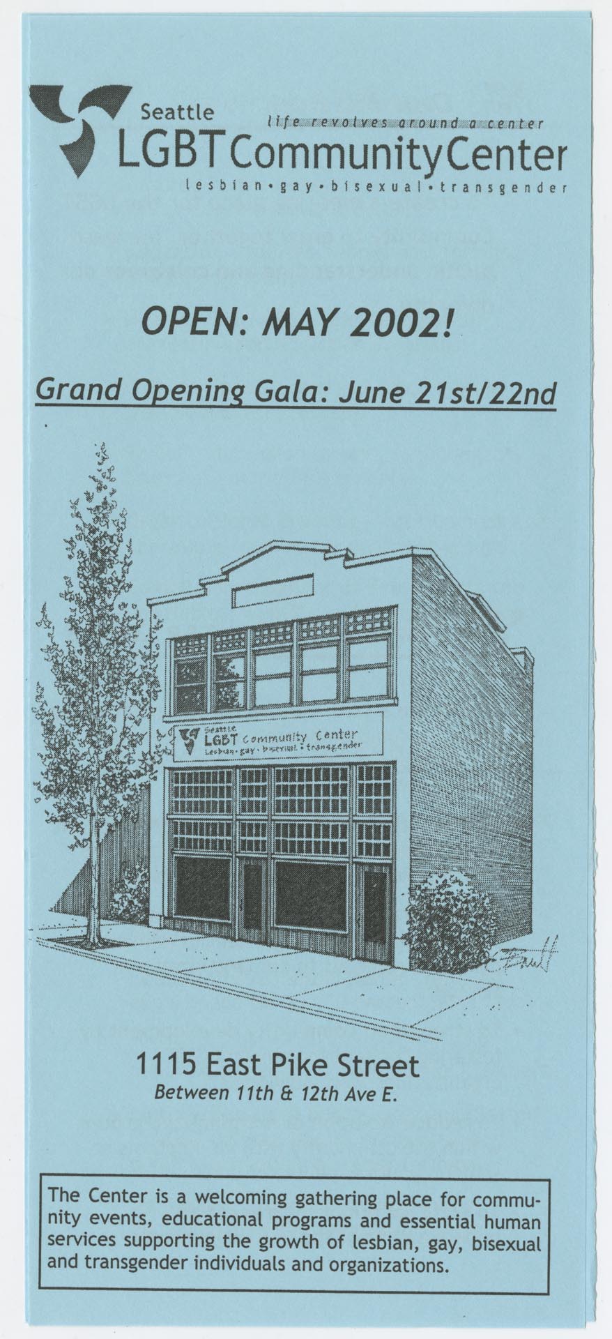 Image of Seattle LGBT Community Center brochure, 2002