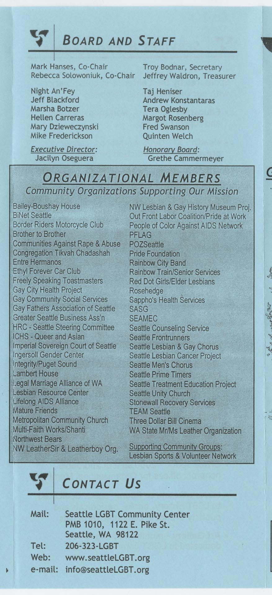 Image of Seattle LGBT Community Center brochure, 2002