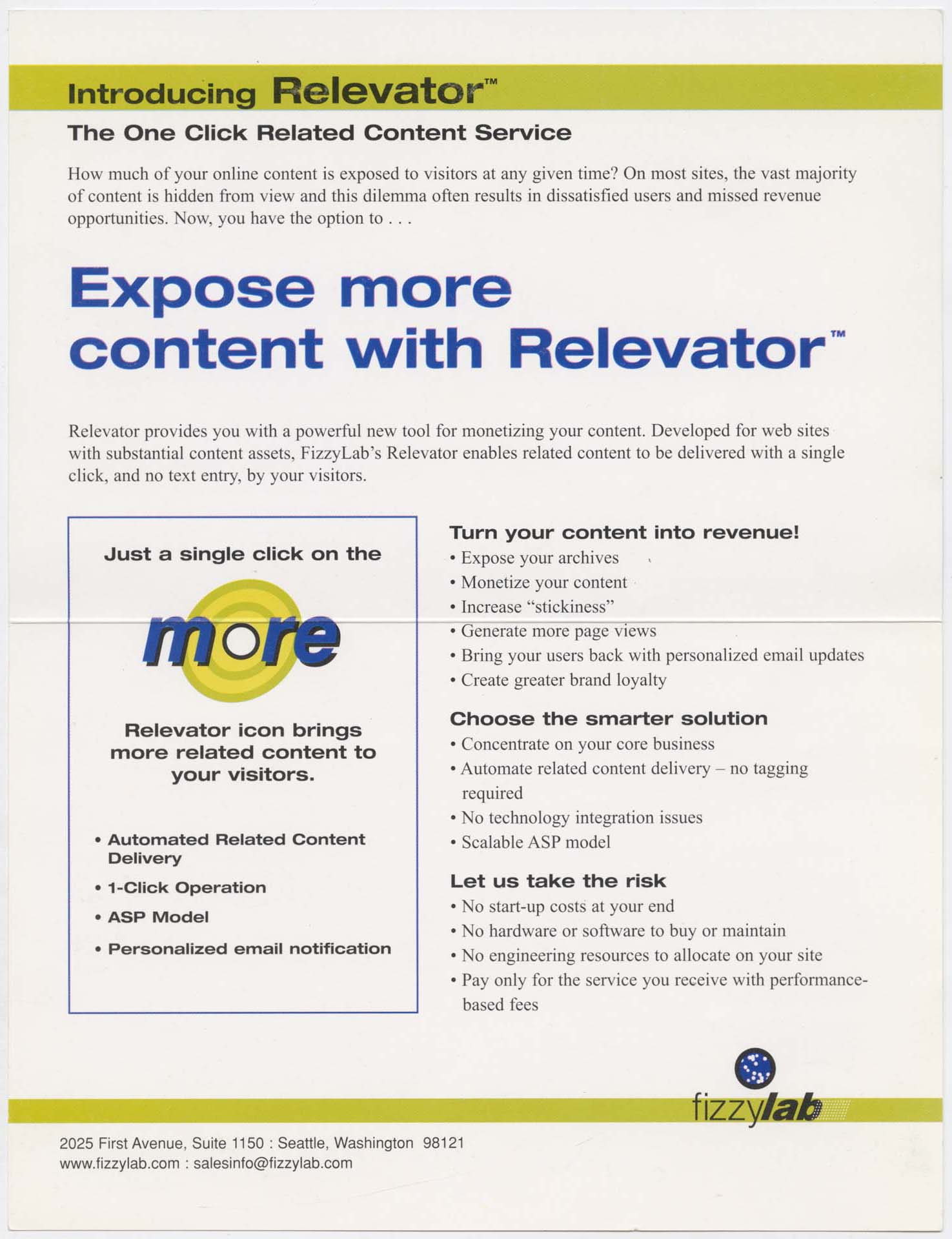 Image of FizzyLab brochure, 2001