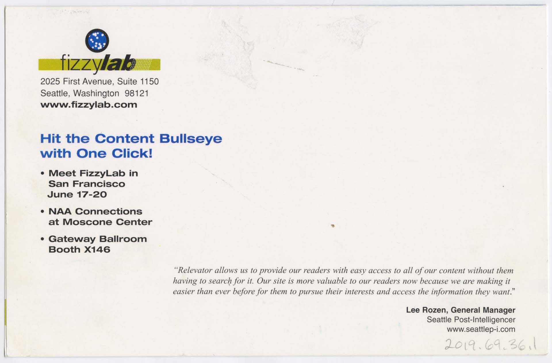 Image of FizzyLab brochure, 2001