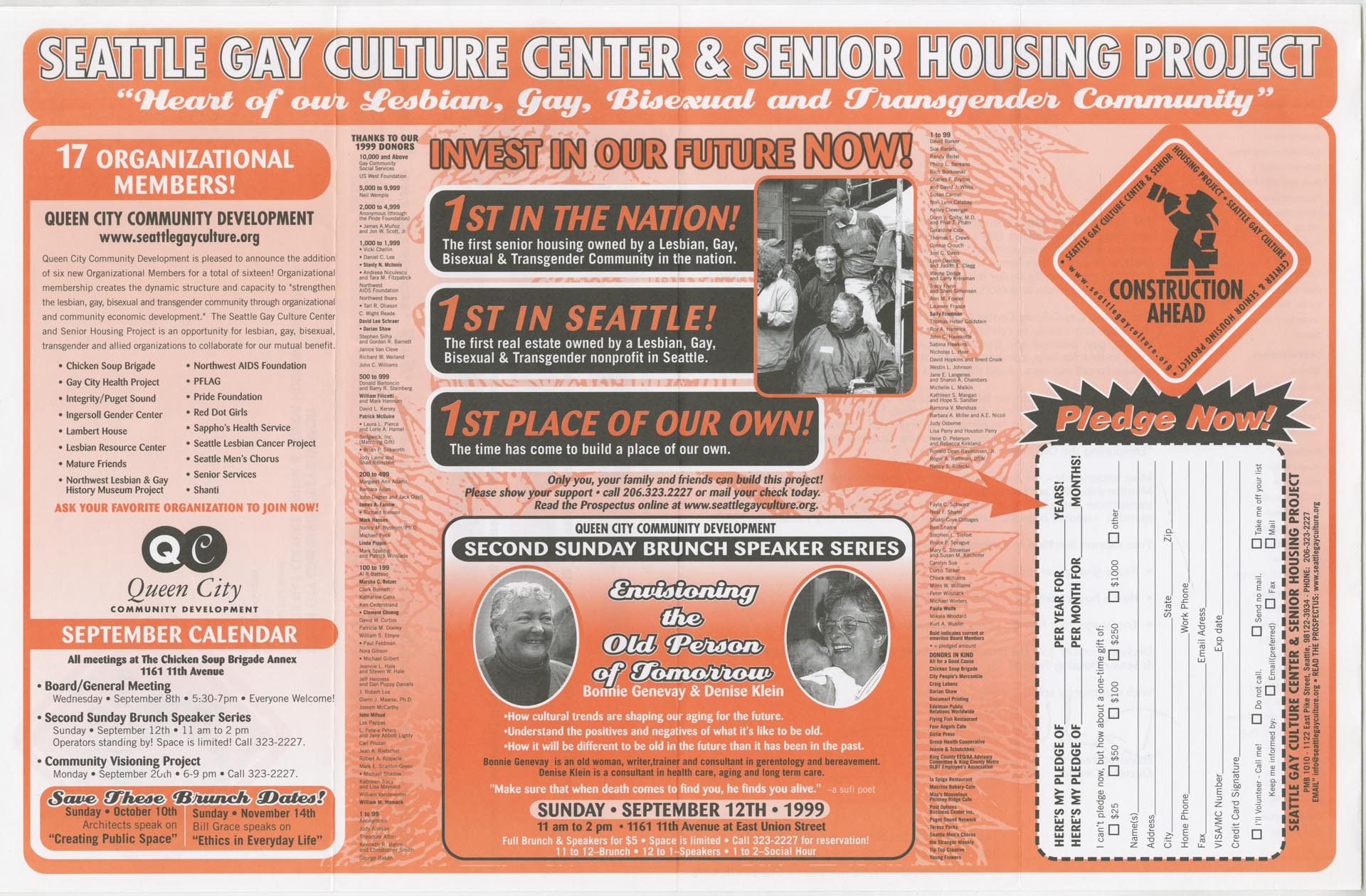 Image of Seattle Gay Culture Center and Senior Housing Project mailer, 2000
