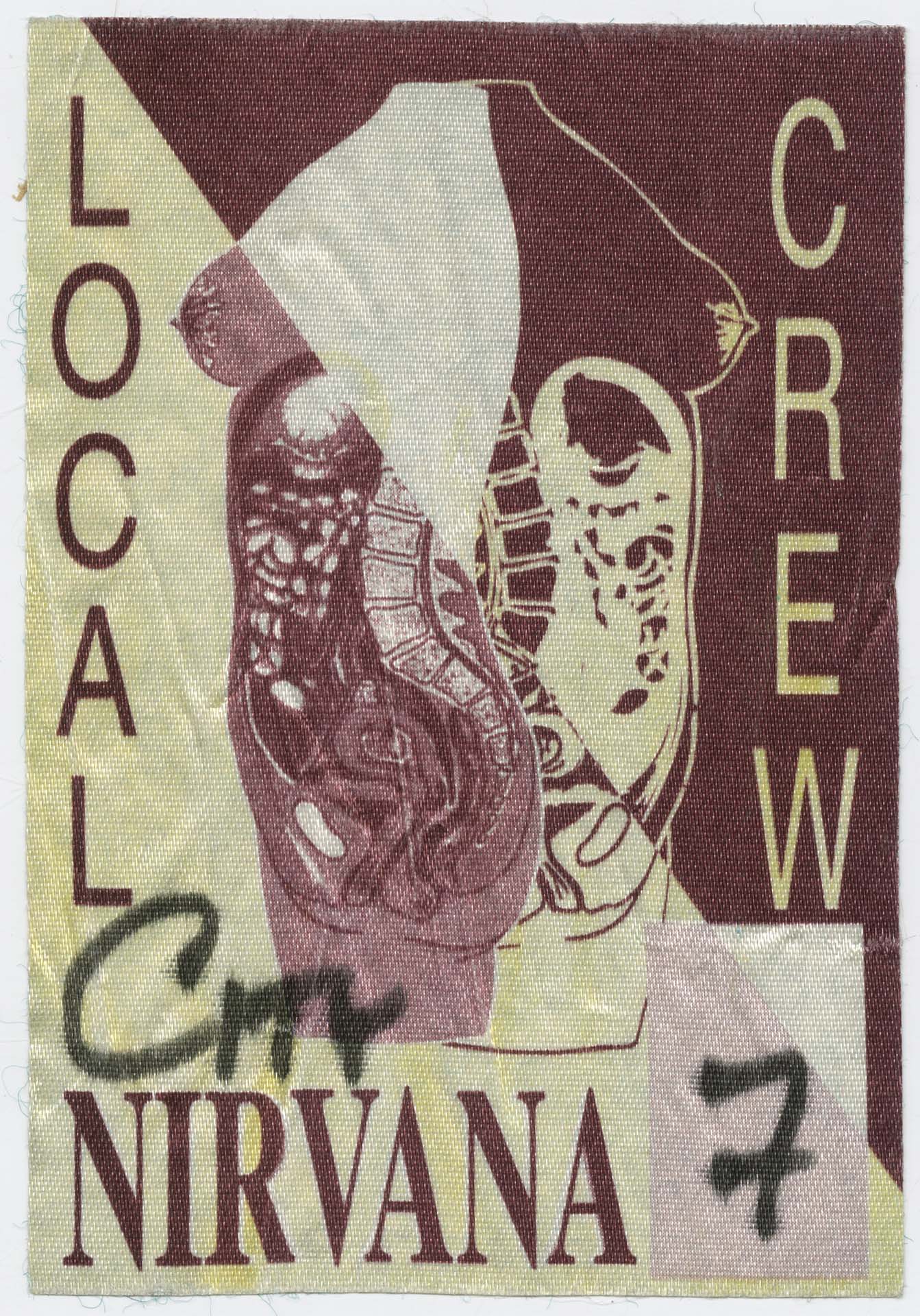 Image of Crew pass for Nirvana concert at the Seattle Center Arena, January 7, 1994