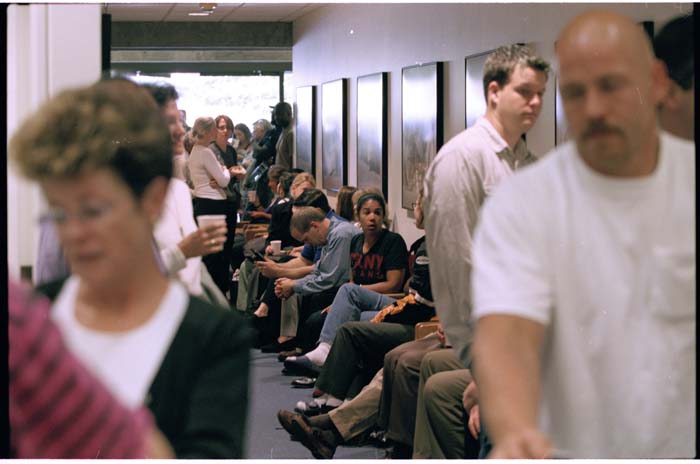 Image of People waiting to donate blood at Puget Sound Blood Center, September 11, 2001