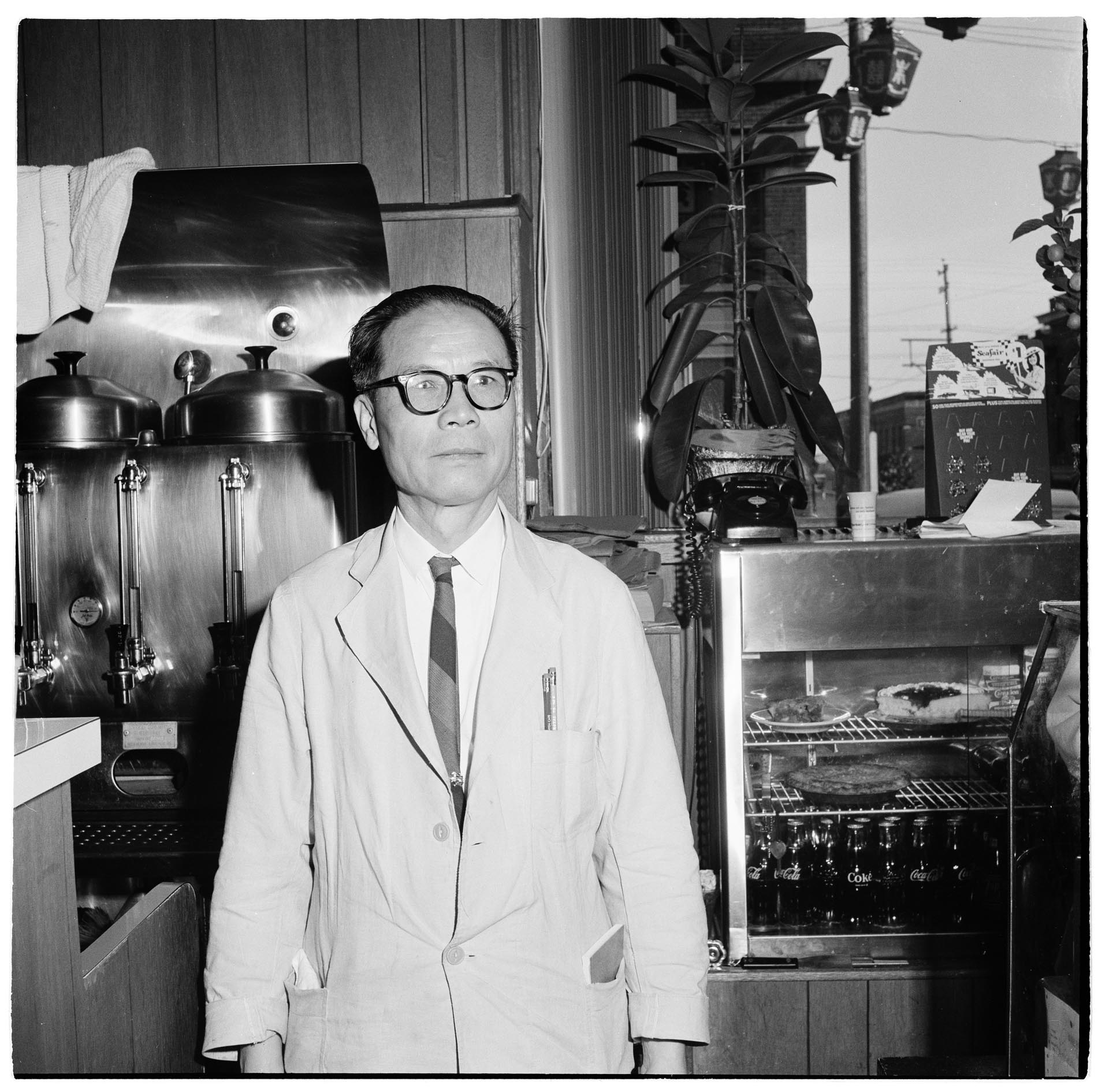Image of Tung On Chin in the Linyen Cafe, Seattle, July 1965
