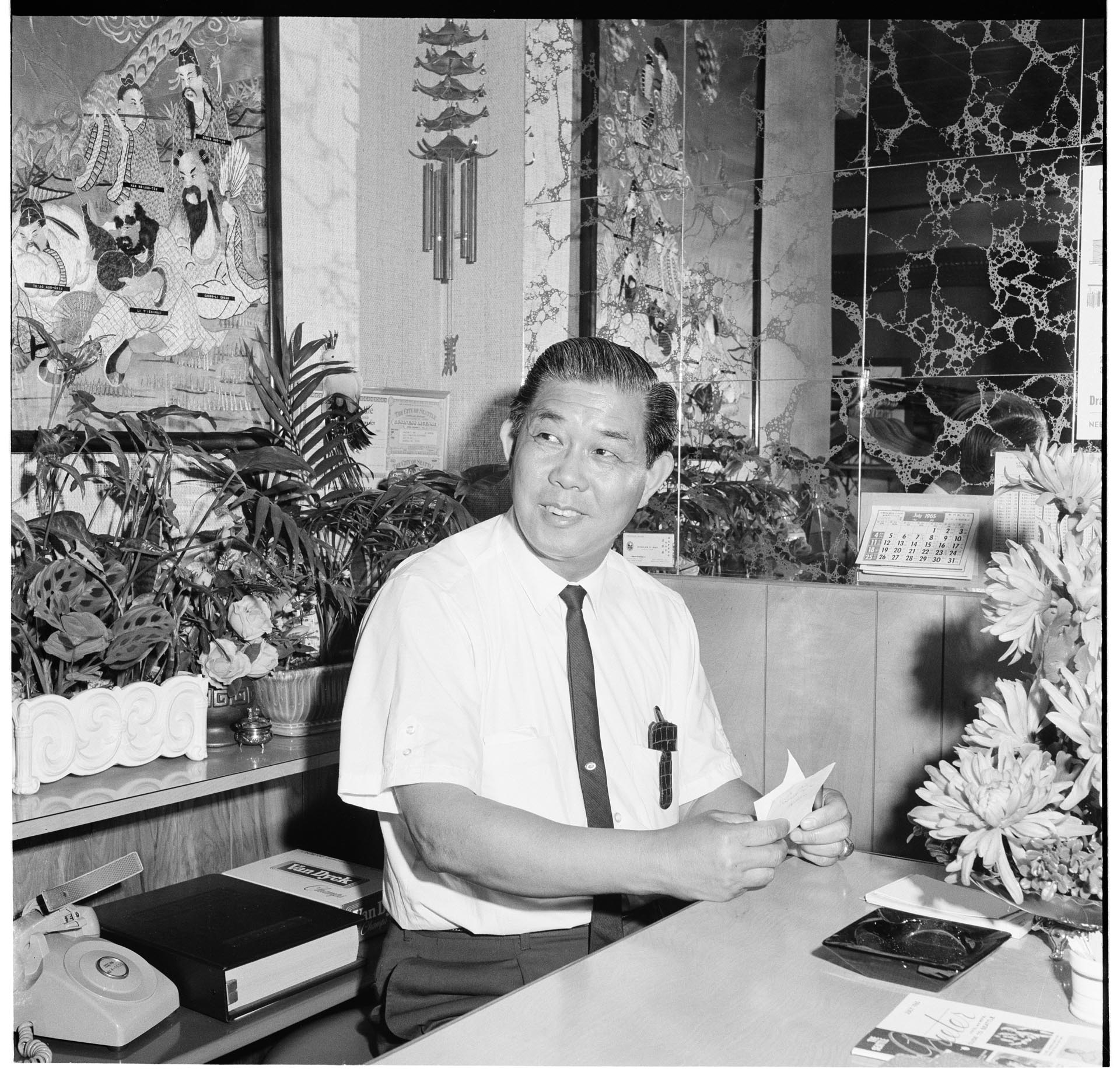 Charles Y. Wah at 8 Immortals Restaurant, Seattle, July 1965