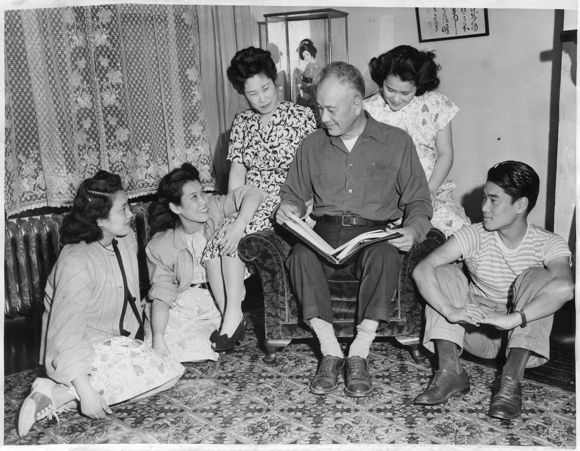 Image of Kihara family at home after repatriation from Hiroshima, June 1947