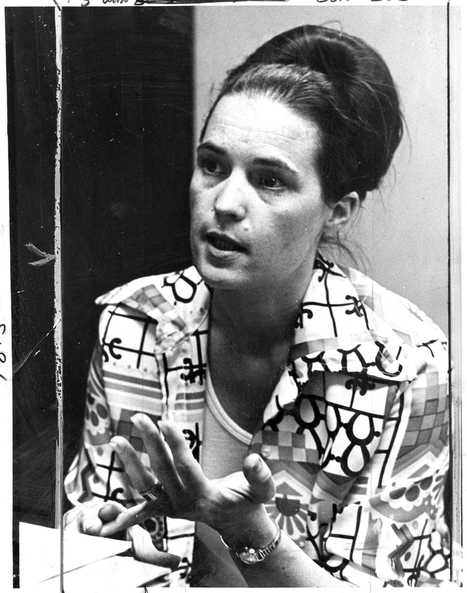 Image of Elaine LaTourelle talking about NOW, Seattle, June 12, 1974