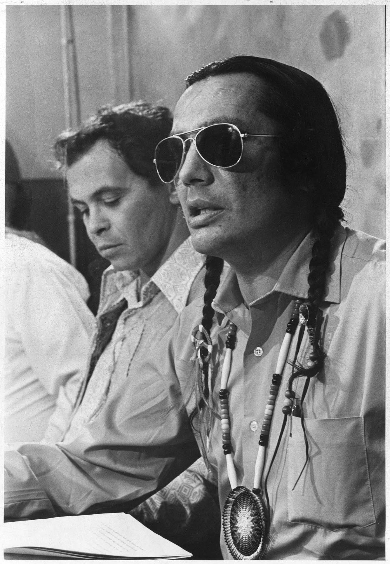 Image of Russell Means and Hank Adams at press conference, Seattle, October 6, 1972