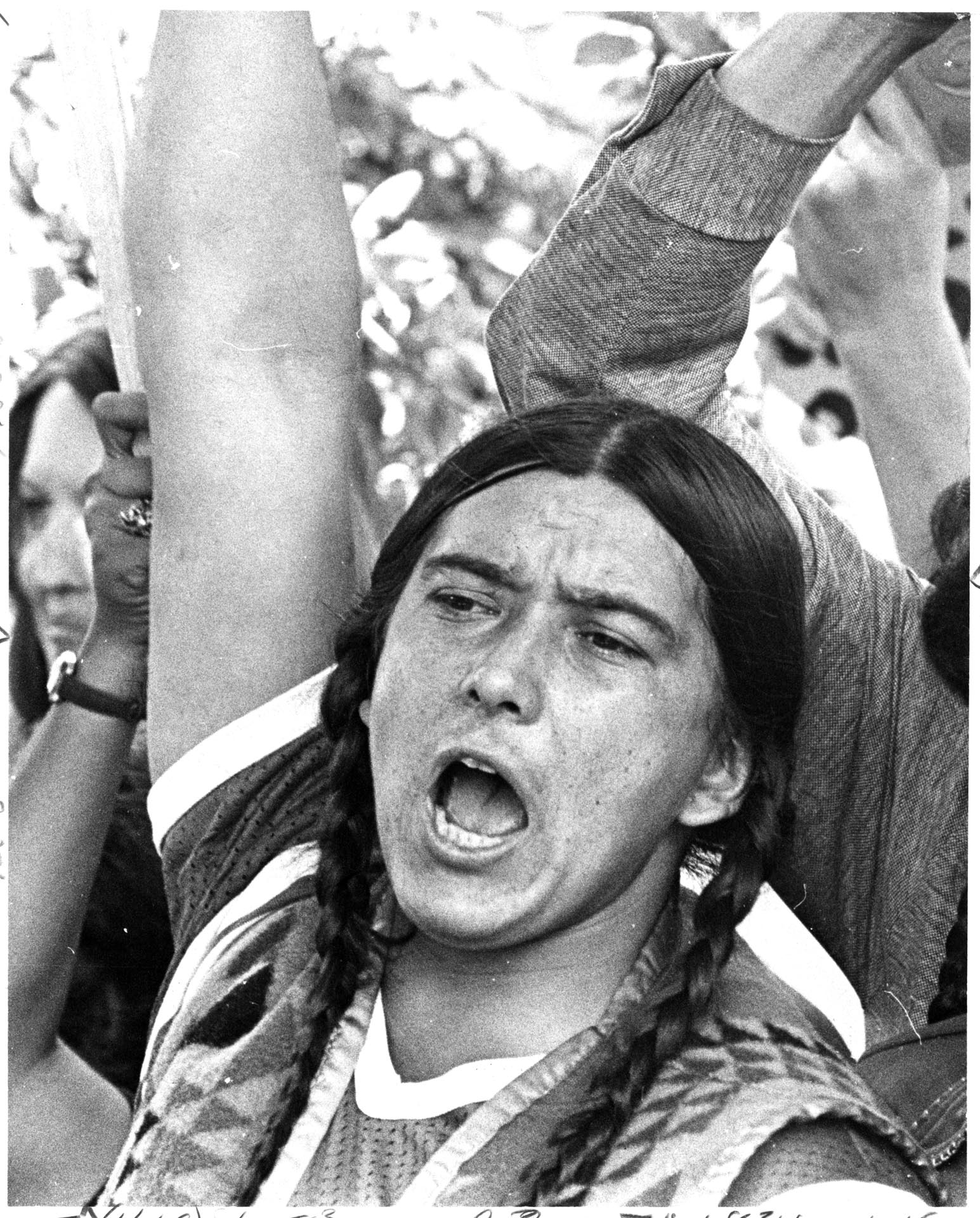 Image of Sid Mills protesting outside Exhibition Hall, Seattle, September 5, 1975