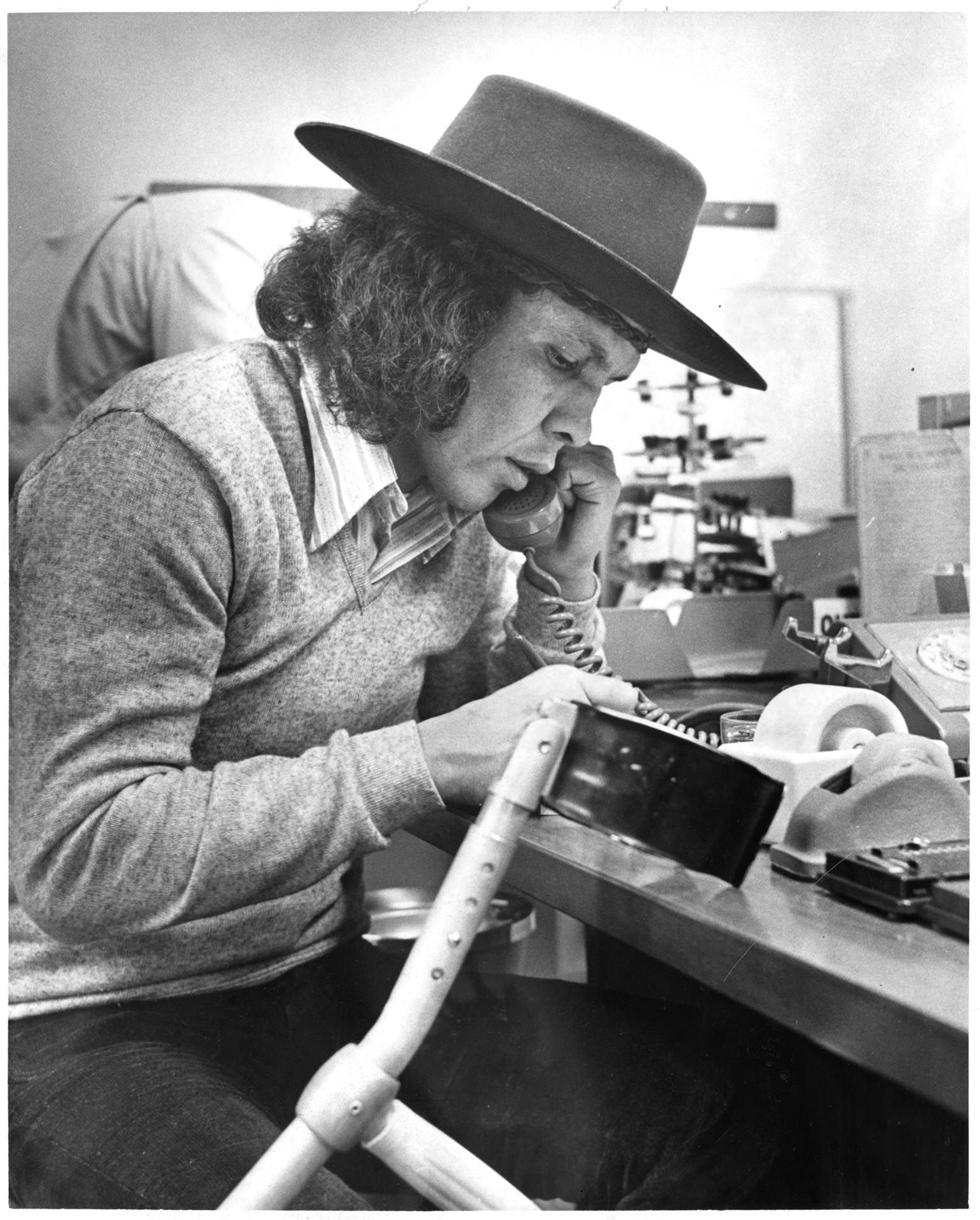 Image of Jim Robideau in BIA office, Seattle, November 6, 1972
