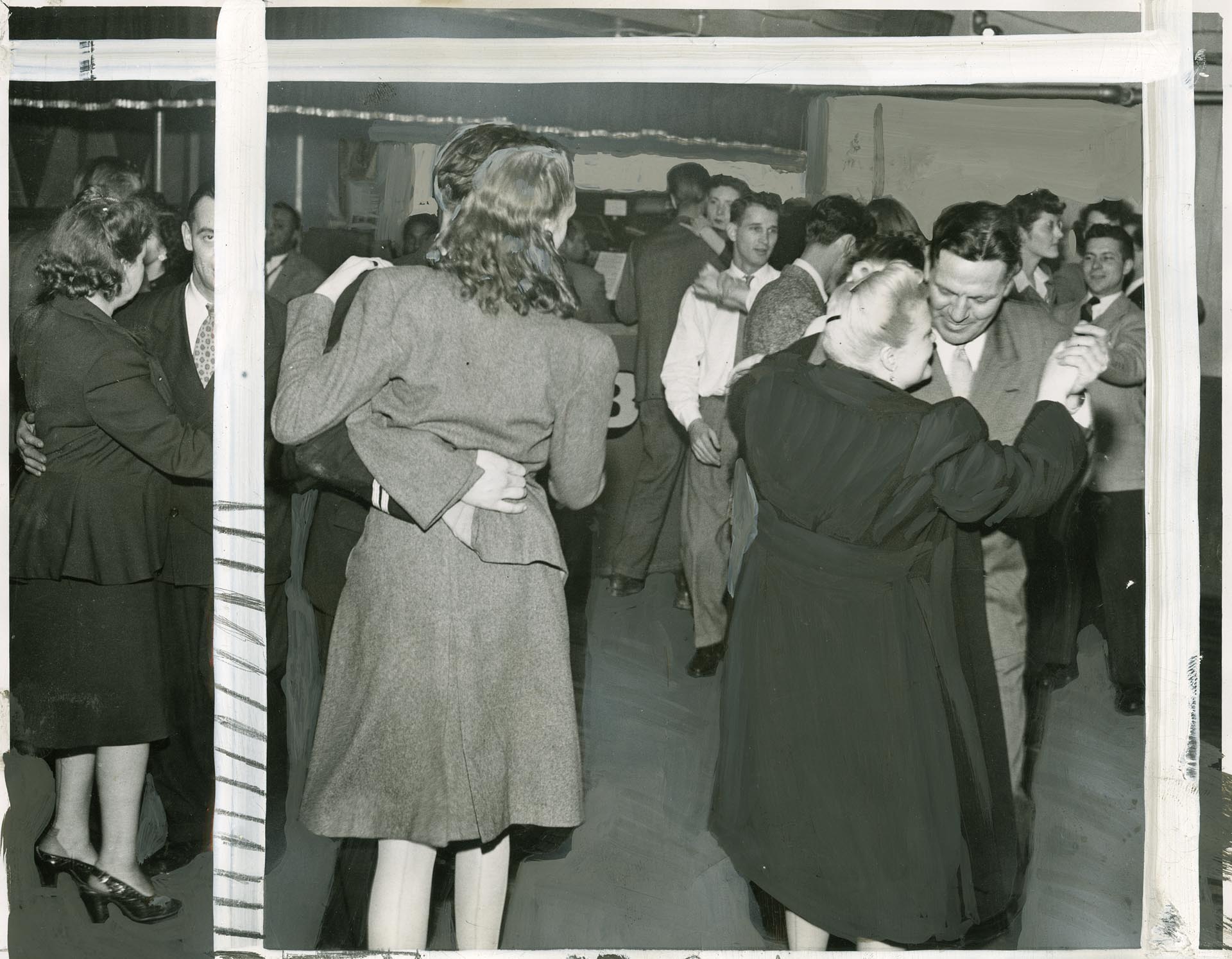 Image of Patrons dancing during police raid at Yukon Club, Seattle, November 30, 1947