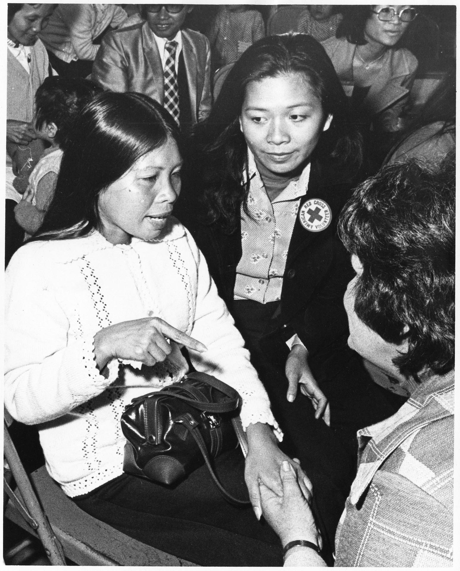Image of Vietnamese woman after arrival at Camp Murray, Washington, May 20, 1975