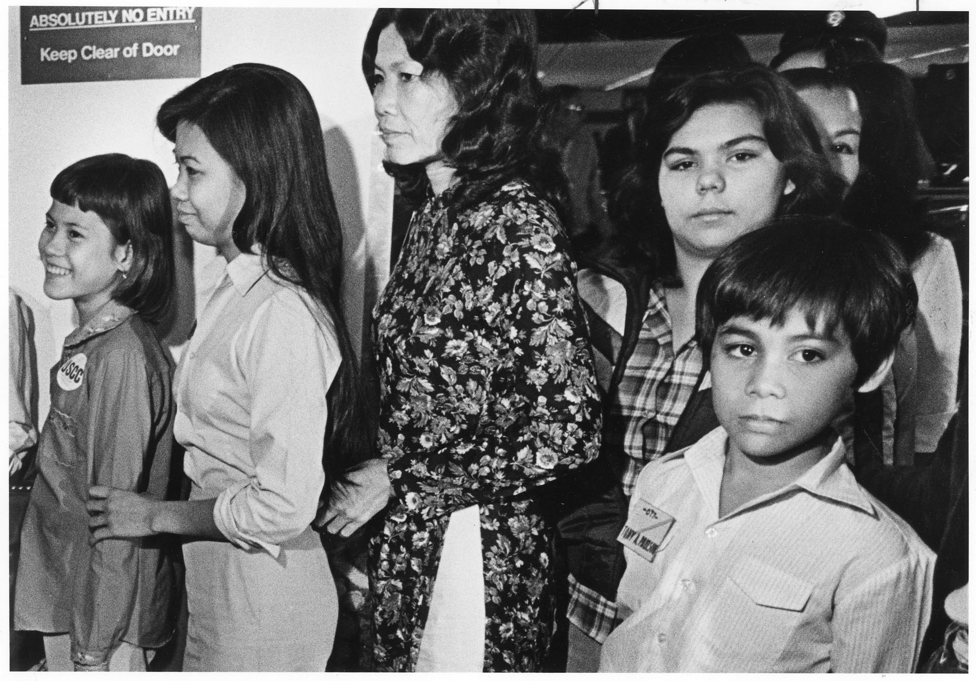 Image of Amerasian children arriving at Sea-Tac airport,  February 1, 1983