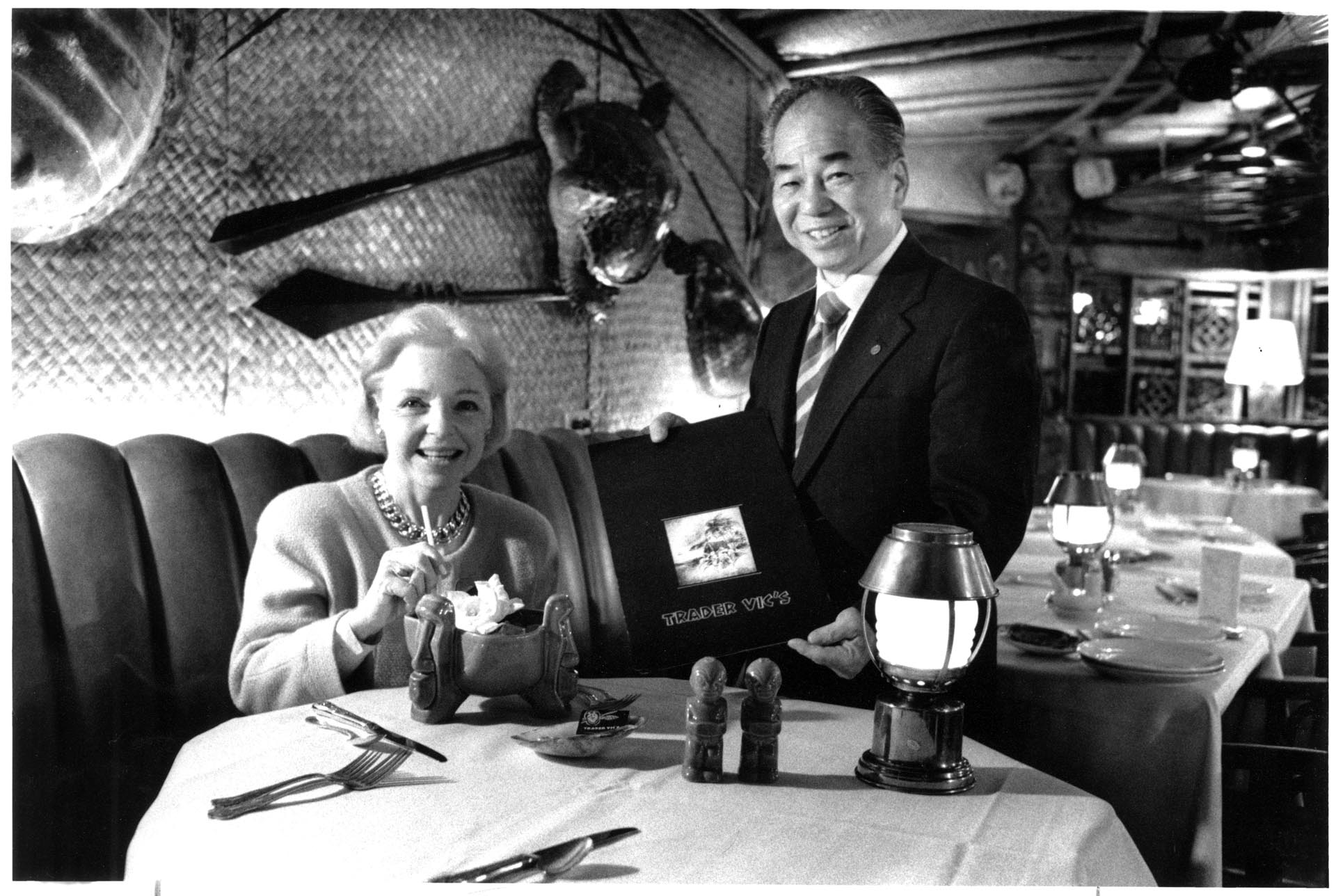 Image of Kayla Skinner and Harry Wong at Trader Vic's restaurant, June 20, 1991