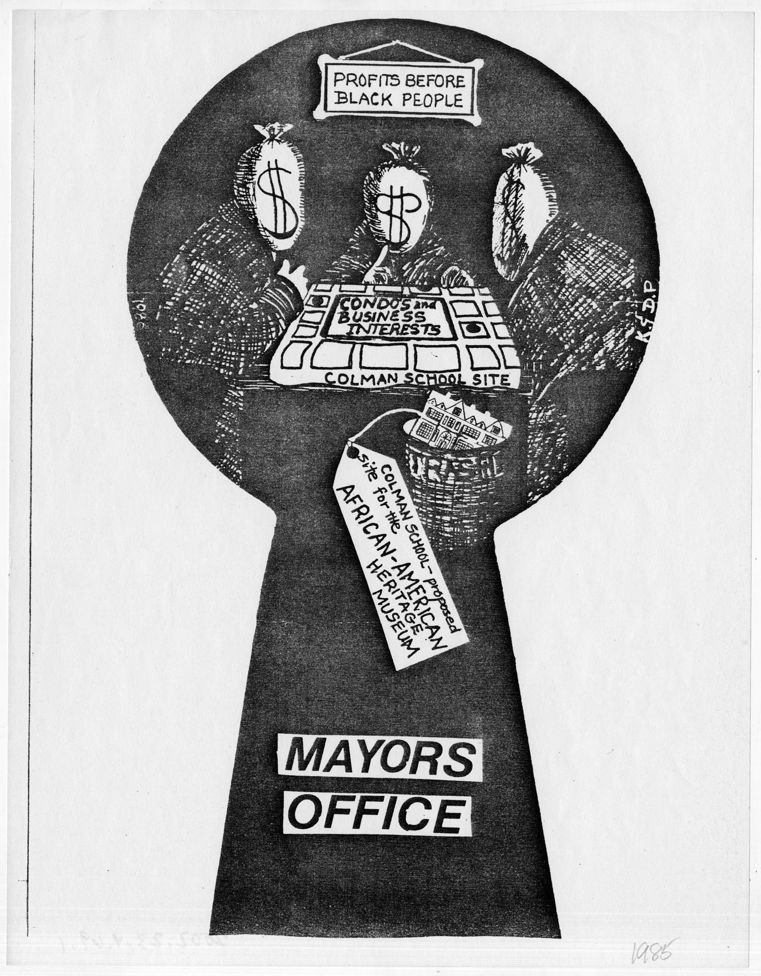 Image of Poster on proposed site for African-American heritage museum, Seattle, 1985