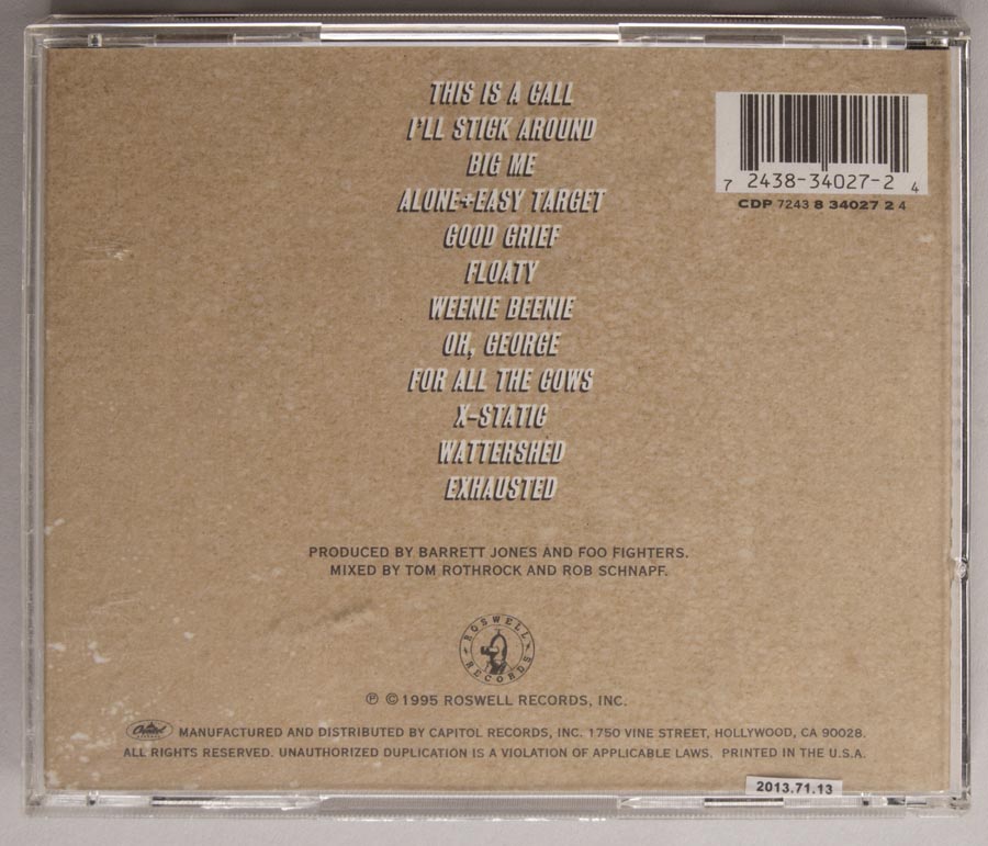 Image of Compact disc, Foo Fighters, self-titled CD, Roswell Records, Inc. © 1995
