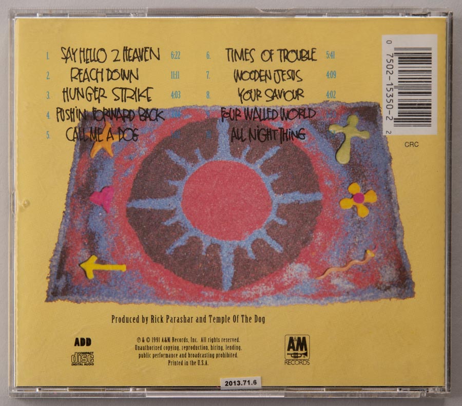 Image of Compact disc, Temple of the Dog, self-titled CD, A&M Records, © 1991