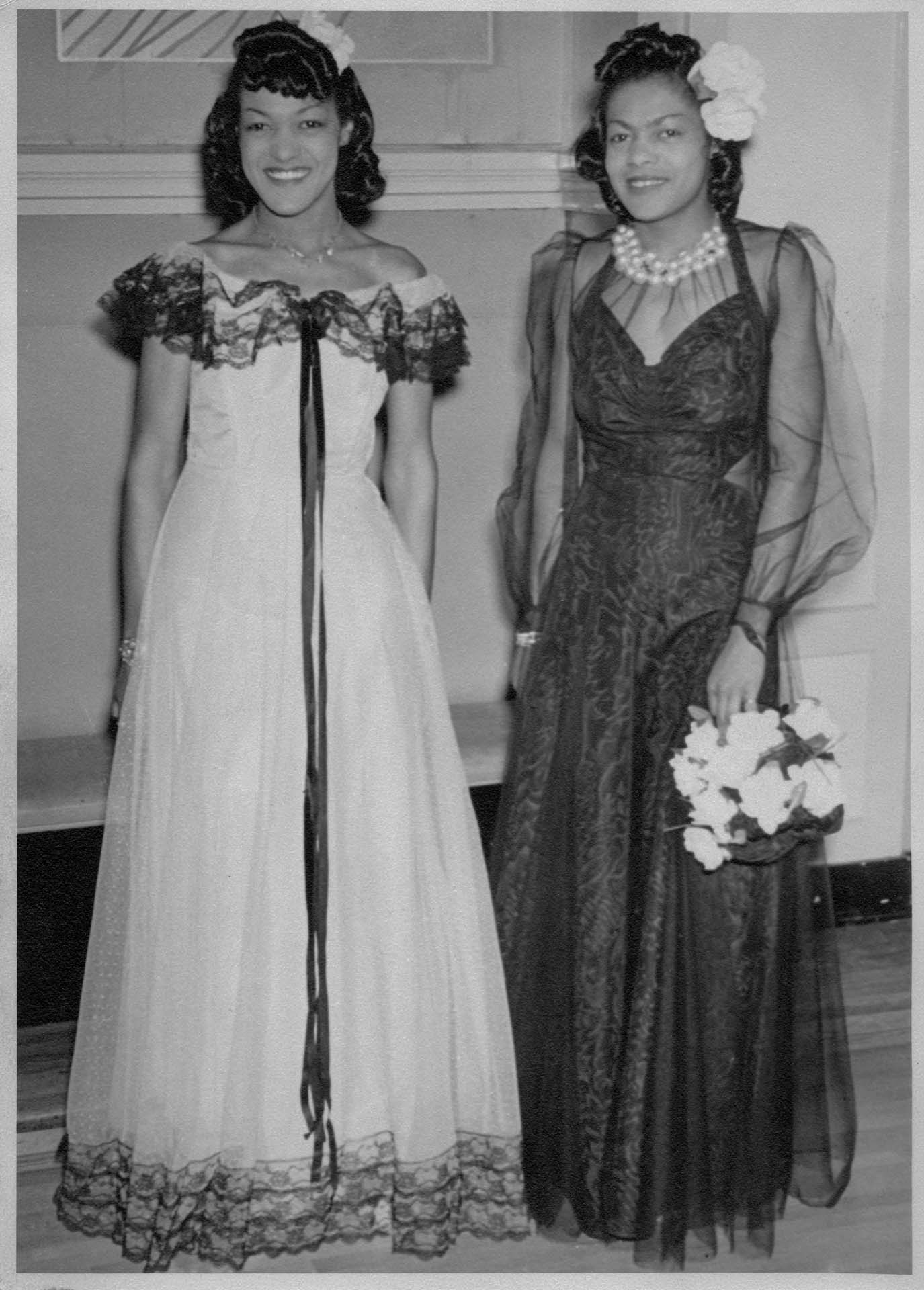 Image of Marjorie Polk and Kathryn Polk wearing gowns, Seattle, circa 1940