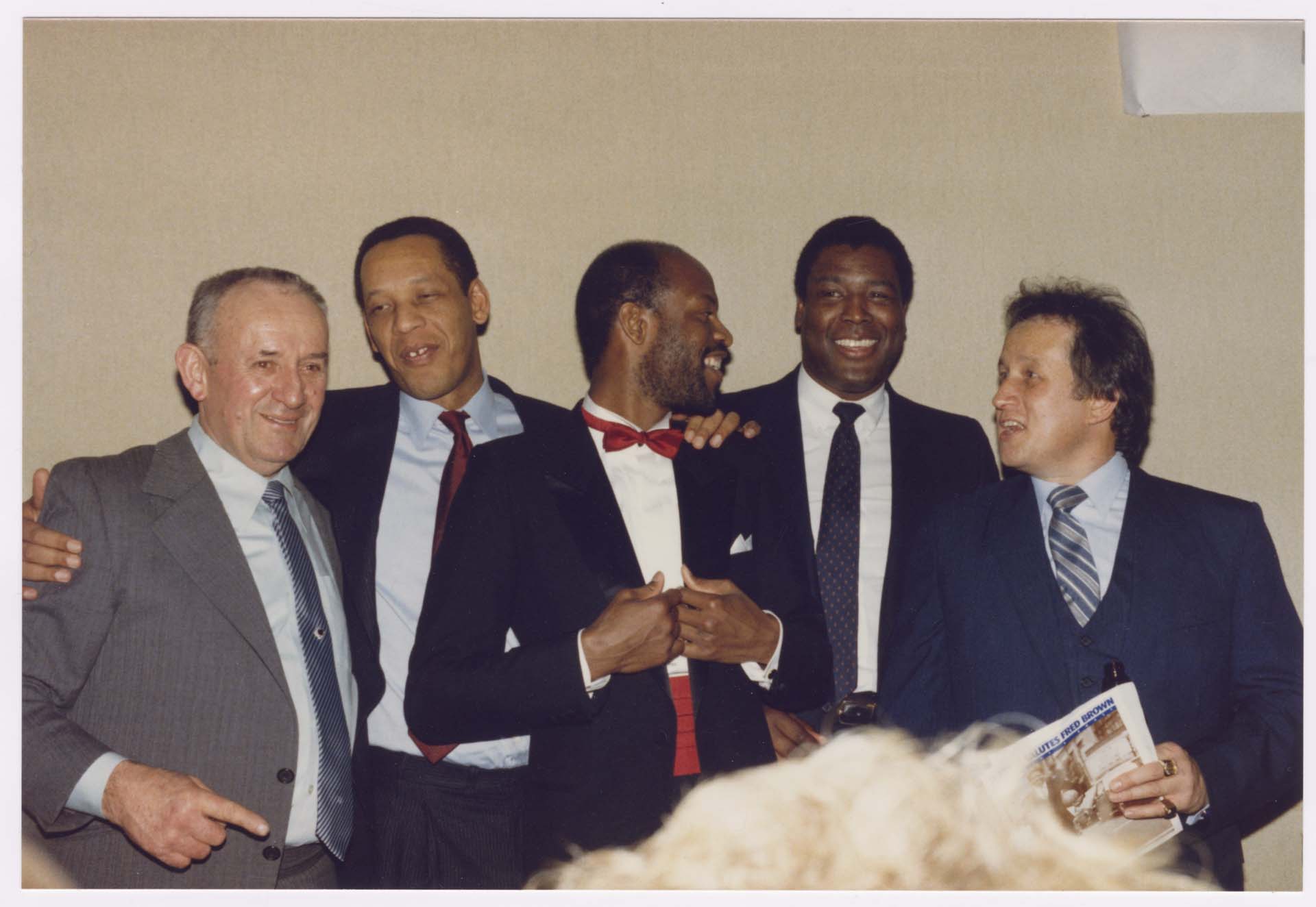 Image of Gus Williams and others at Sonics event, February 11, 1985