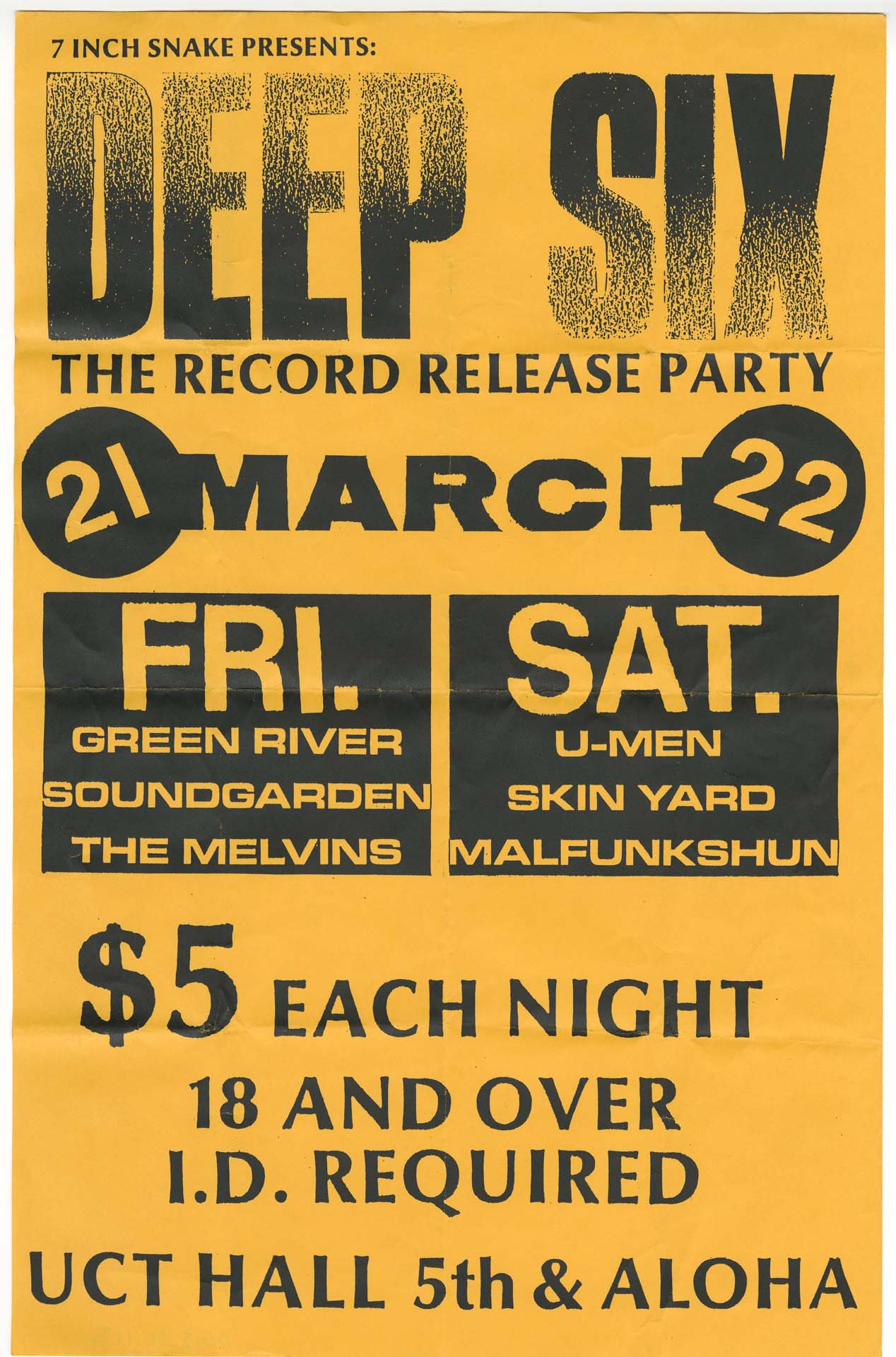 Image of Deep Six Record Release Party poster, March 1986