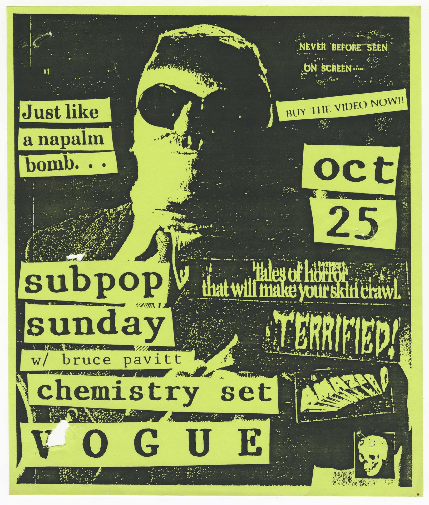 Image of Sub Pop Sunday Chemistry Set concert poster, circa 1988