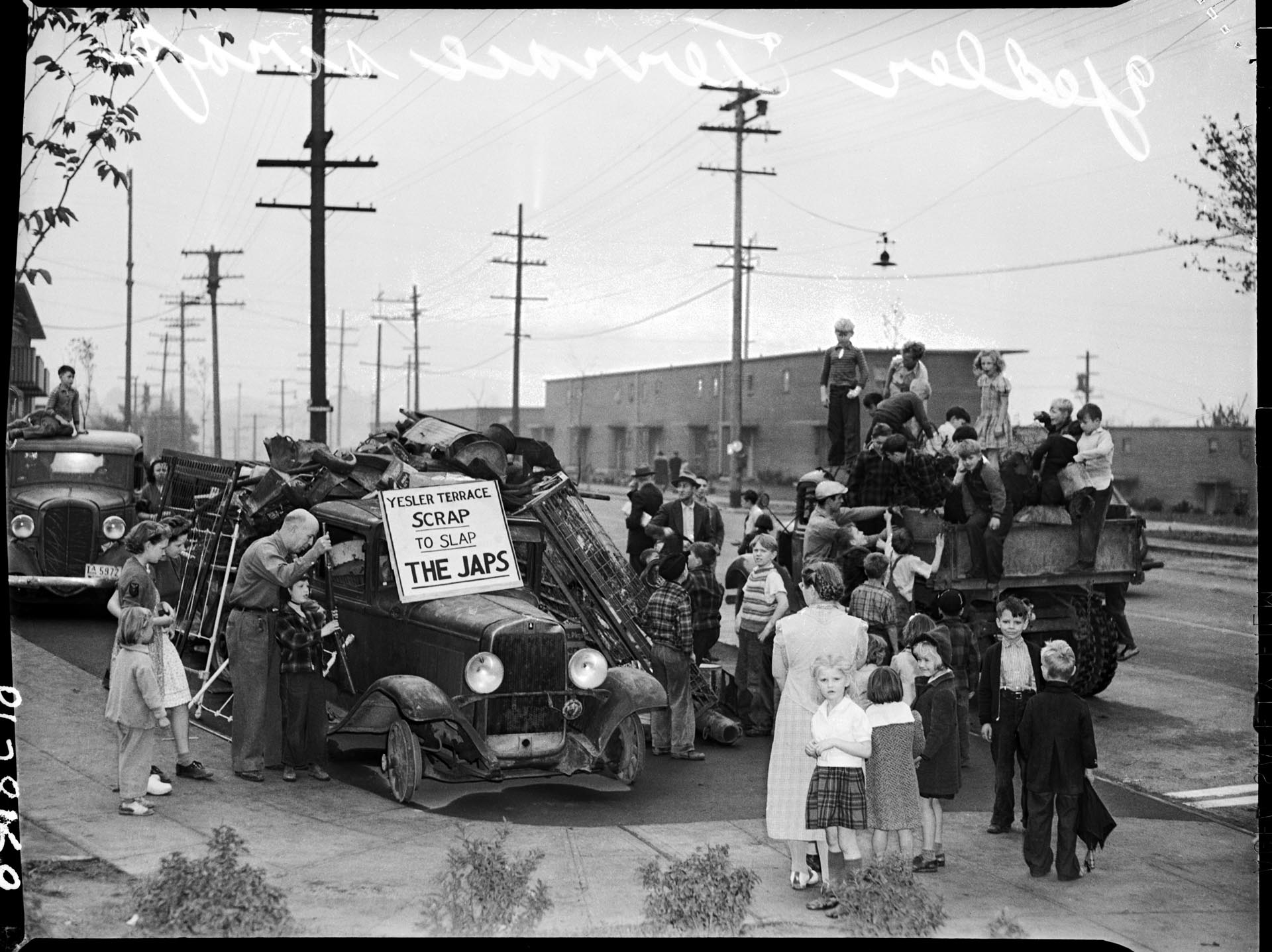 Image of Neighborhood scrap drive, Yesler Terrace, Seattle, November 1942