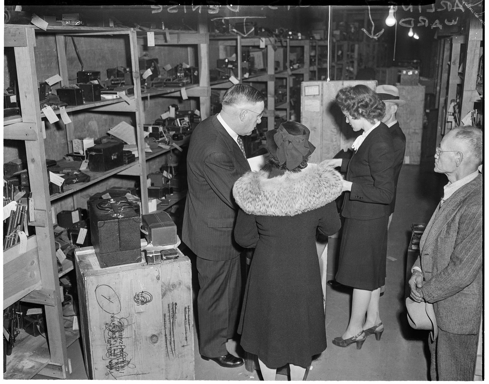 Image of Room with property confiscated from Japanese Americans, Seattle, November 1945