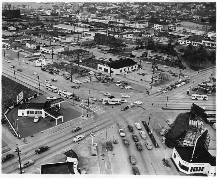 Image of Aerial view of South Lake Union neighborhood looking northeast, 1953